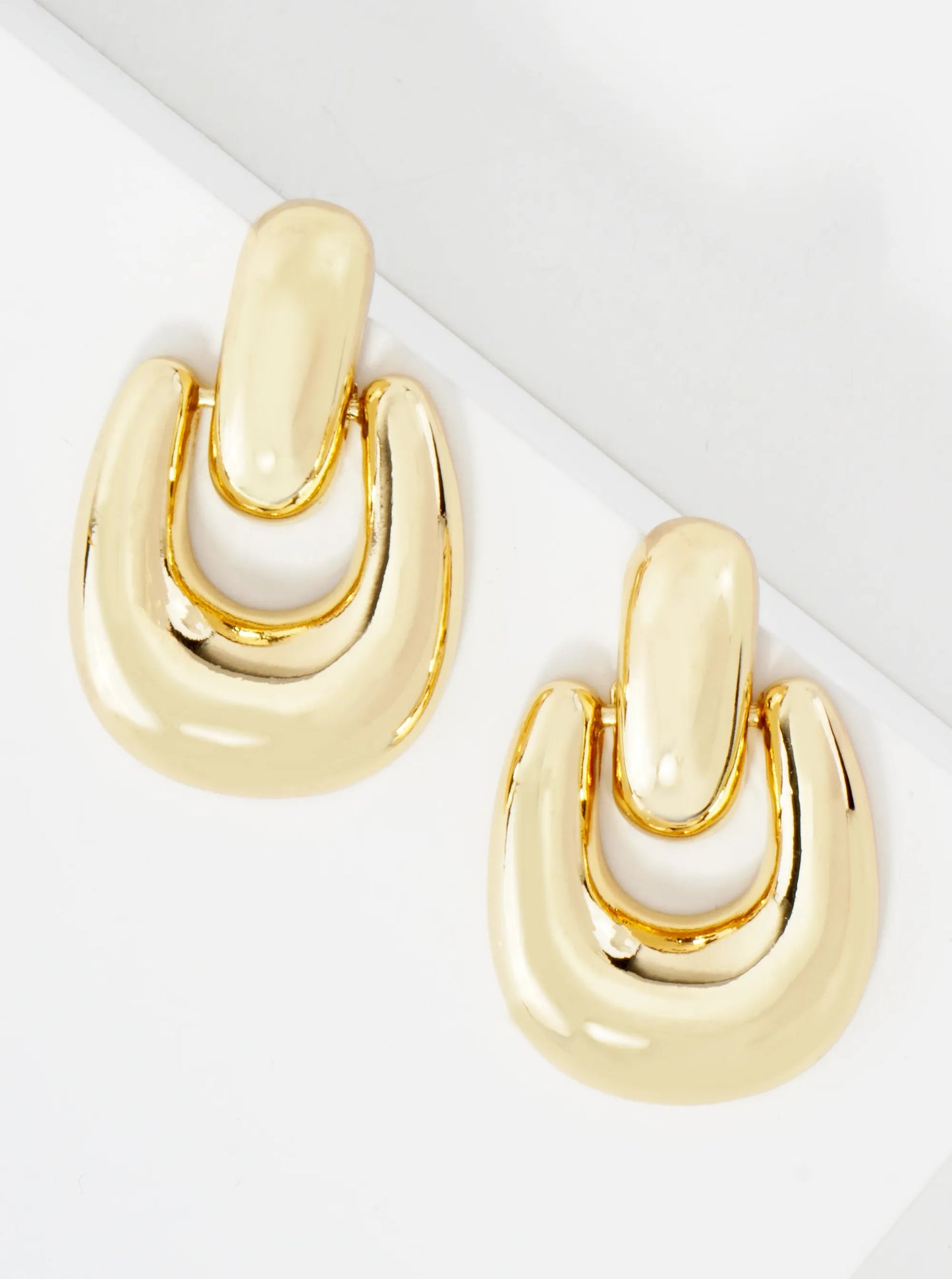 Polished Brass Doorknocker Design 14K-Gold-Dipped Earrings