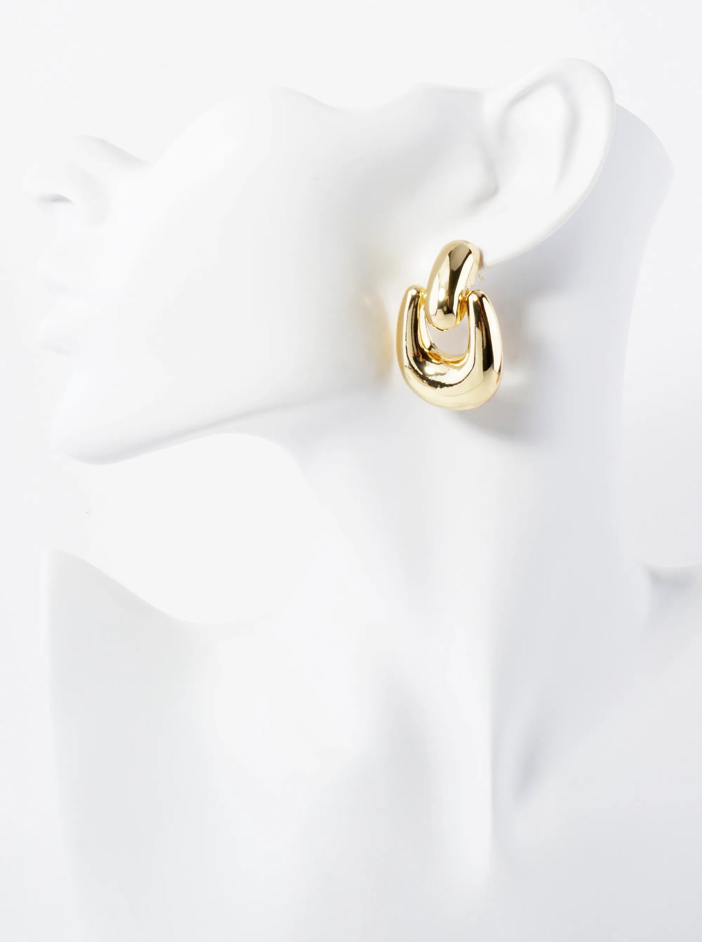 Polished Brass Doorknocker Design 14K-Gold-Dipped Earrings