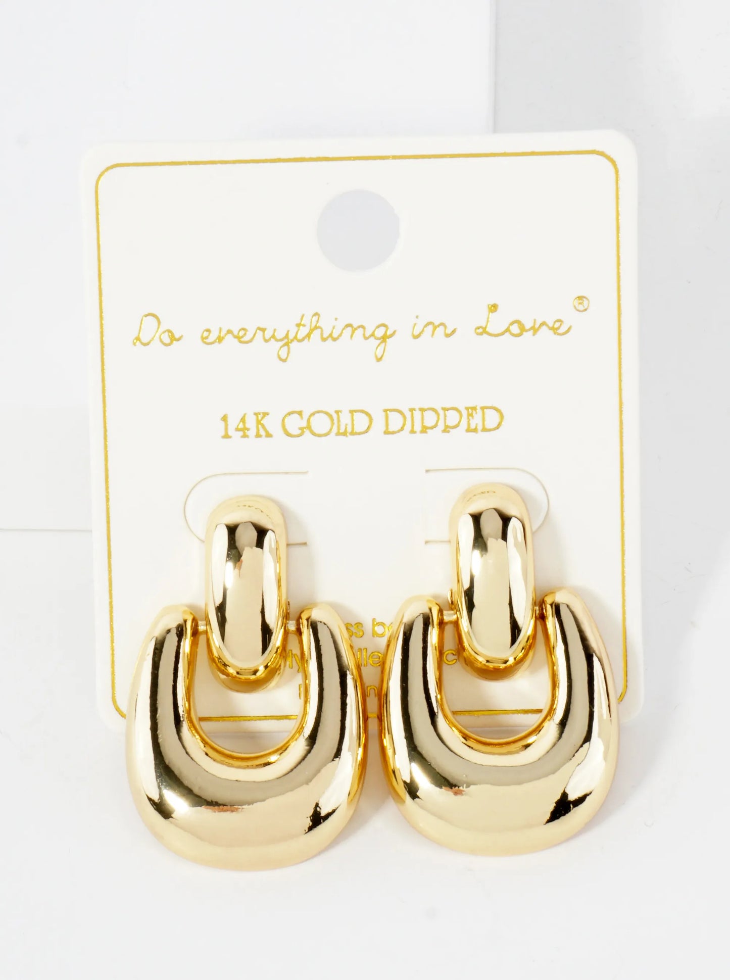 Polished Brass Doorknocker Design 14K-Gold-Dipped Earrings