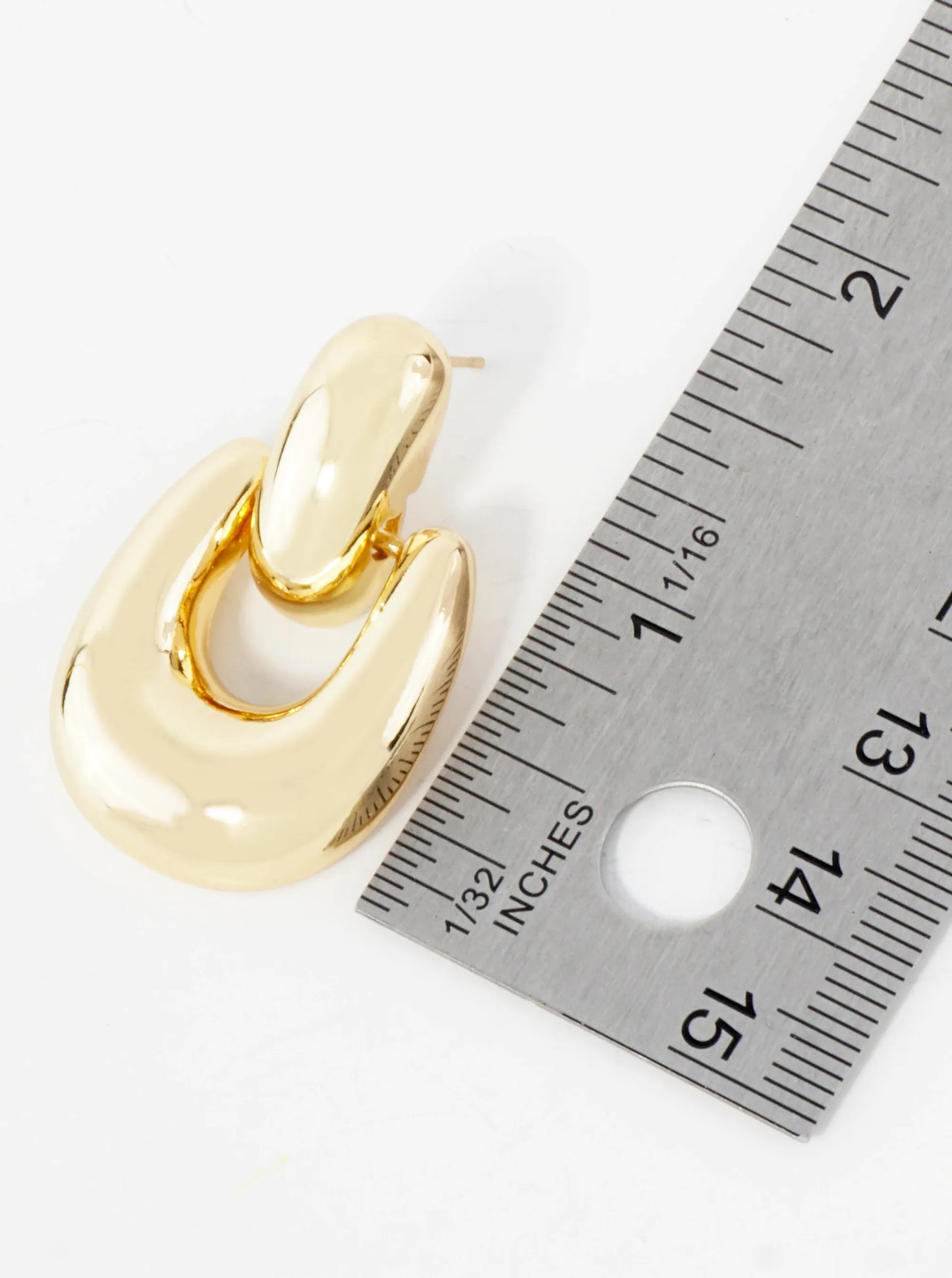 Polished Brass Doorknocker Design 14K-Gold-Dipped Earrings