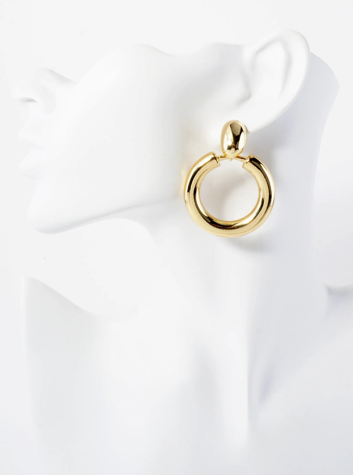Polished Brass Doorknocker Design 14K-Gold-Dipped Earrings