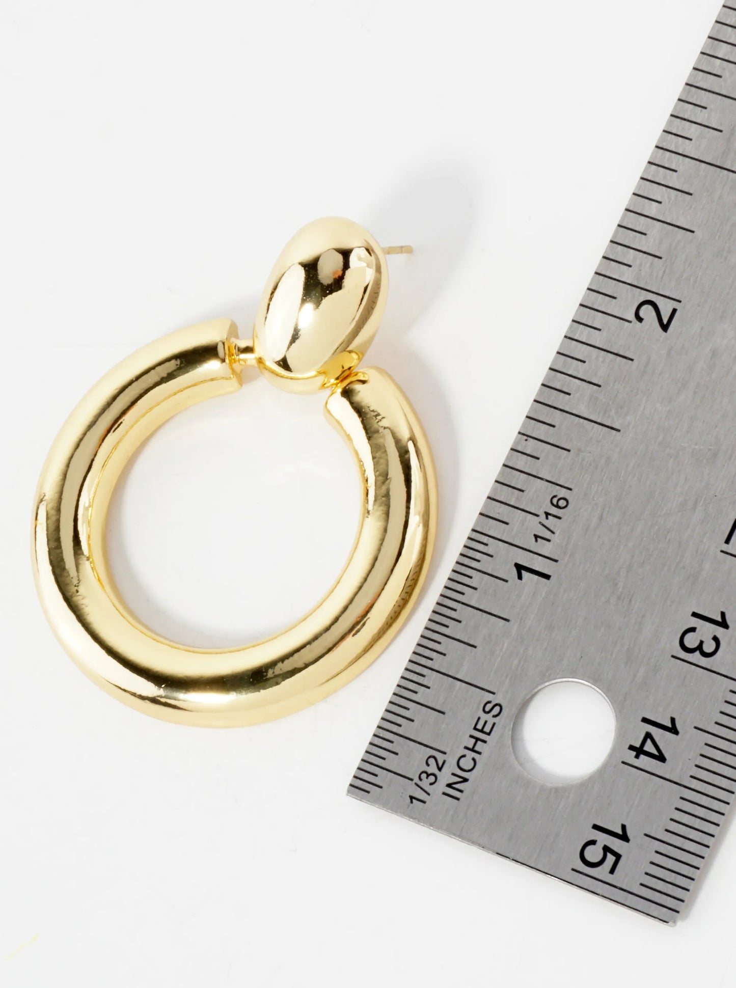 Polished Brass Doorknocker Design 14K-Gold-Dipped Earrings