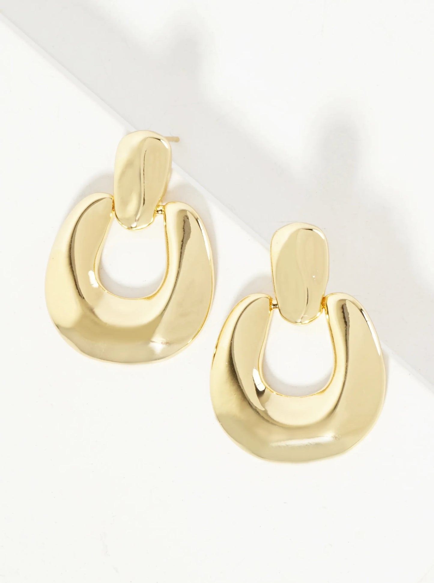 Polished Brass Doorknocker Design 18K-Gold-Dipped Earrings