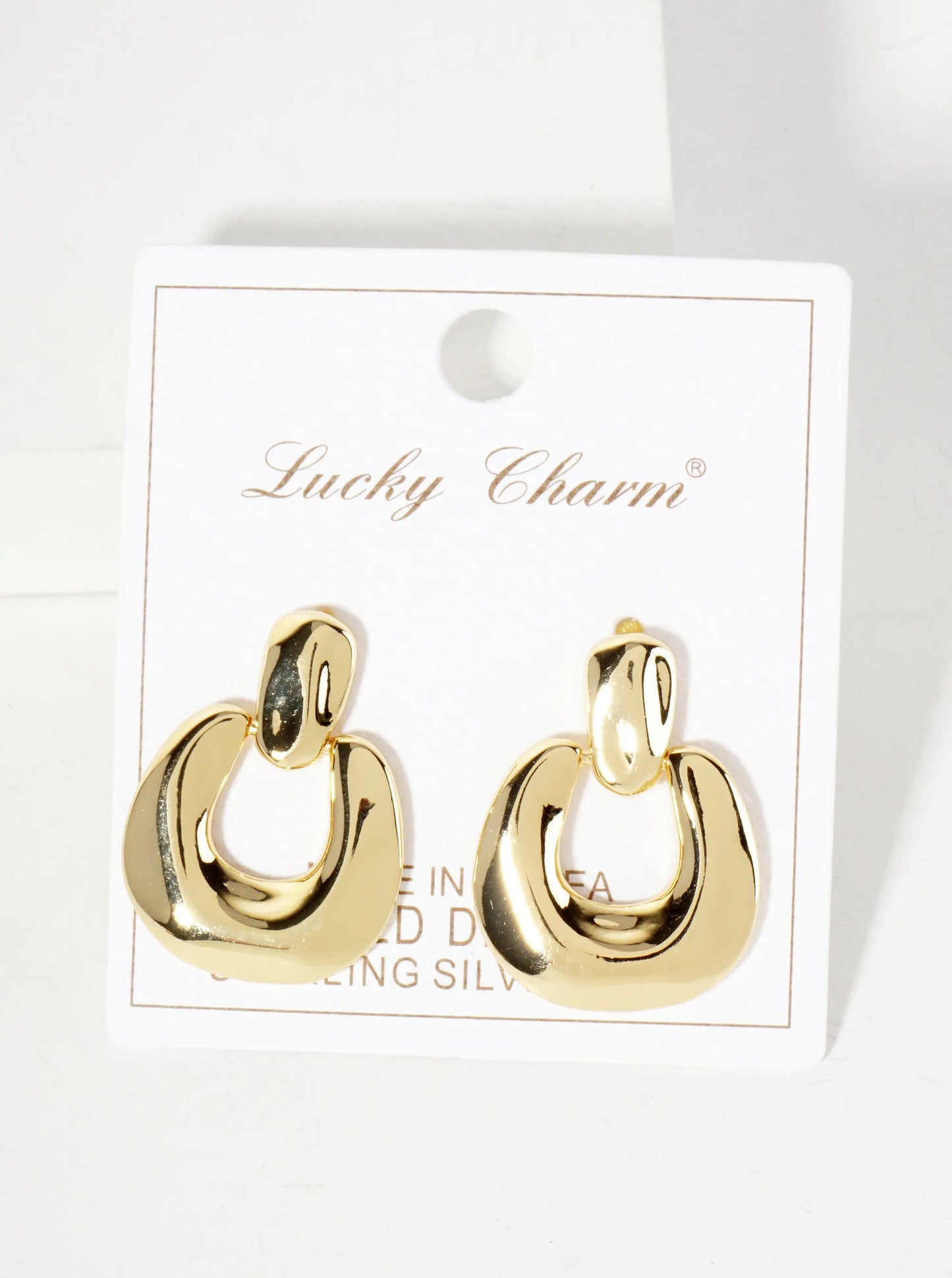 Polished Brass Doorknocker Design 18K-Gold-Dipped Earrings
