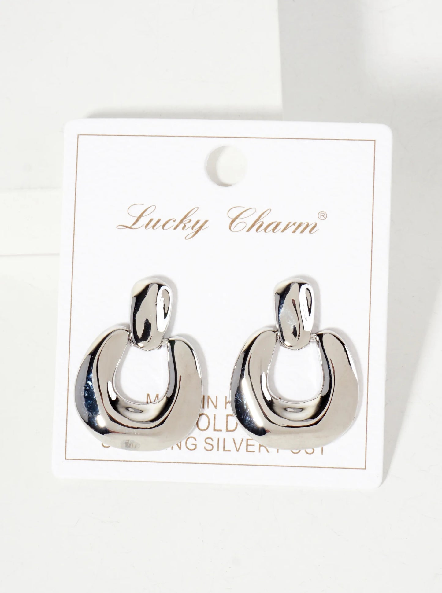 Polished Brass Doorknocker Design 18K-Gold-Dipped Earrings