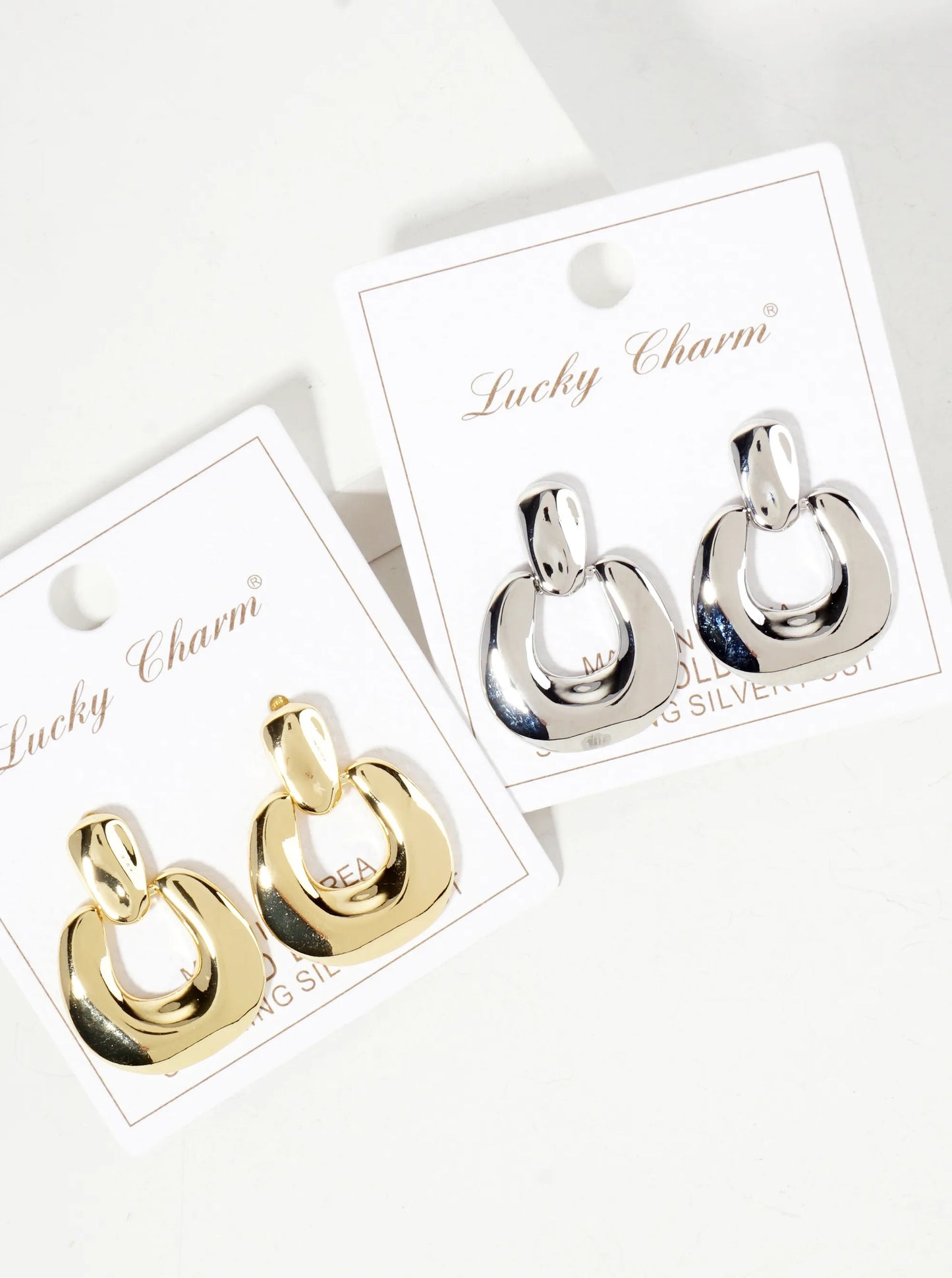 Polished Brass Doorknocker Design 18K-Gold-Dipped Earrings