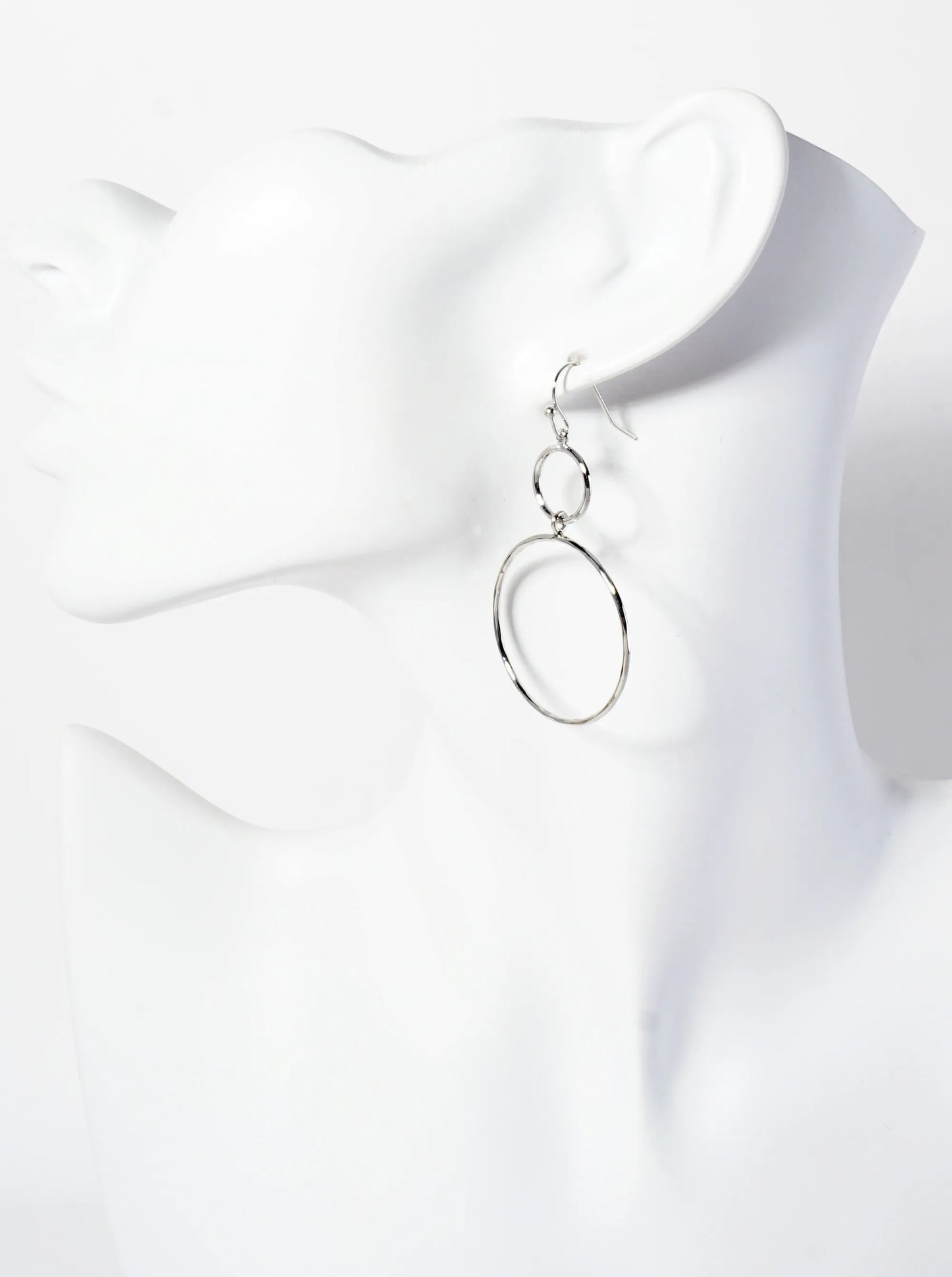 Polished Brass Double Circle Drop Lightweight Dangle Earrings
