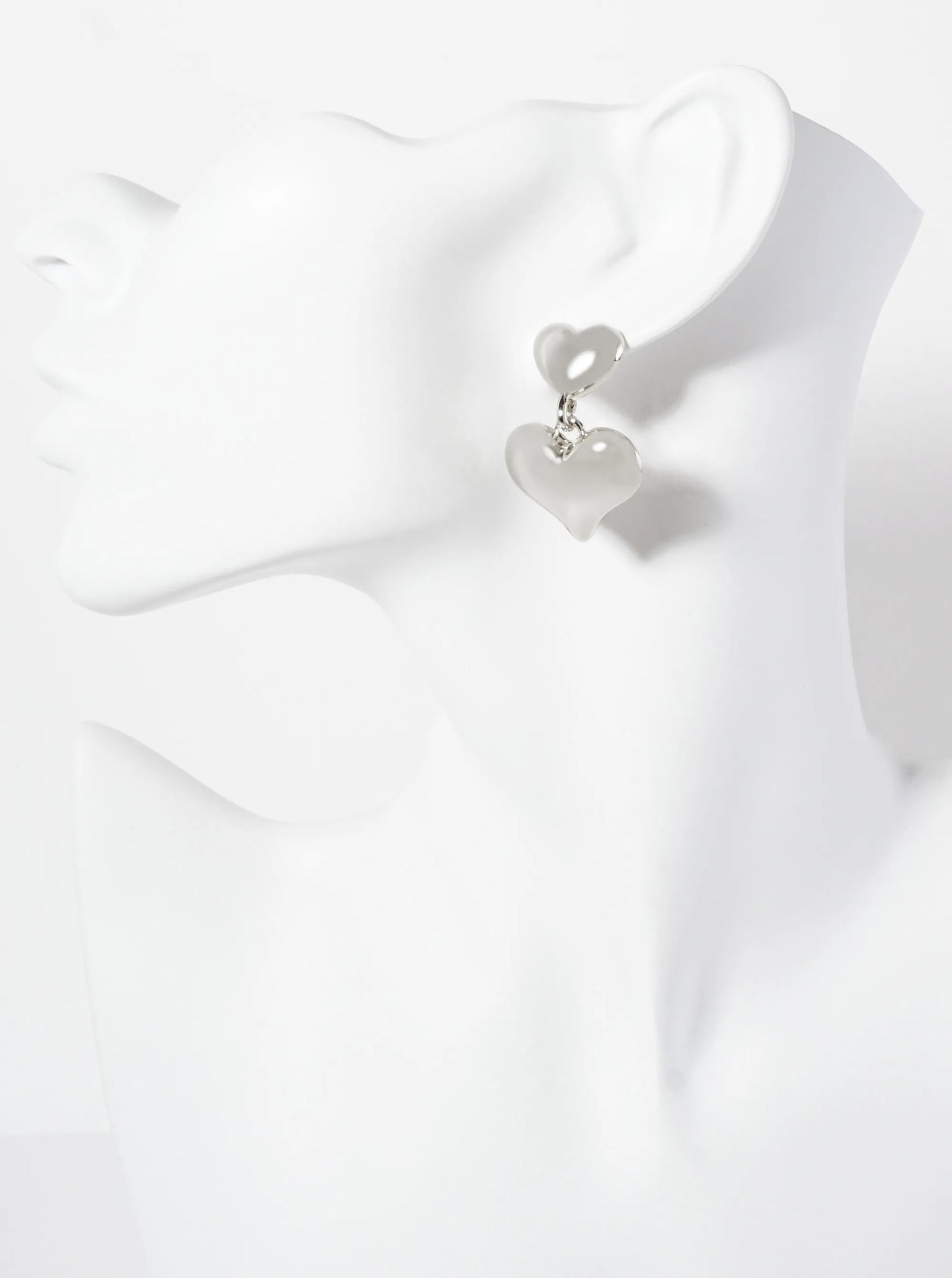 Polished Brass Double Heart Drop 18K-Gold-Dipped Dangle Earrings