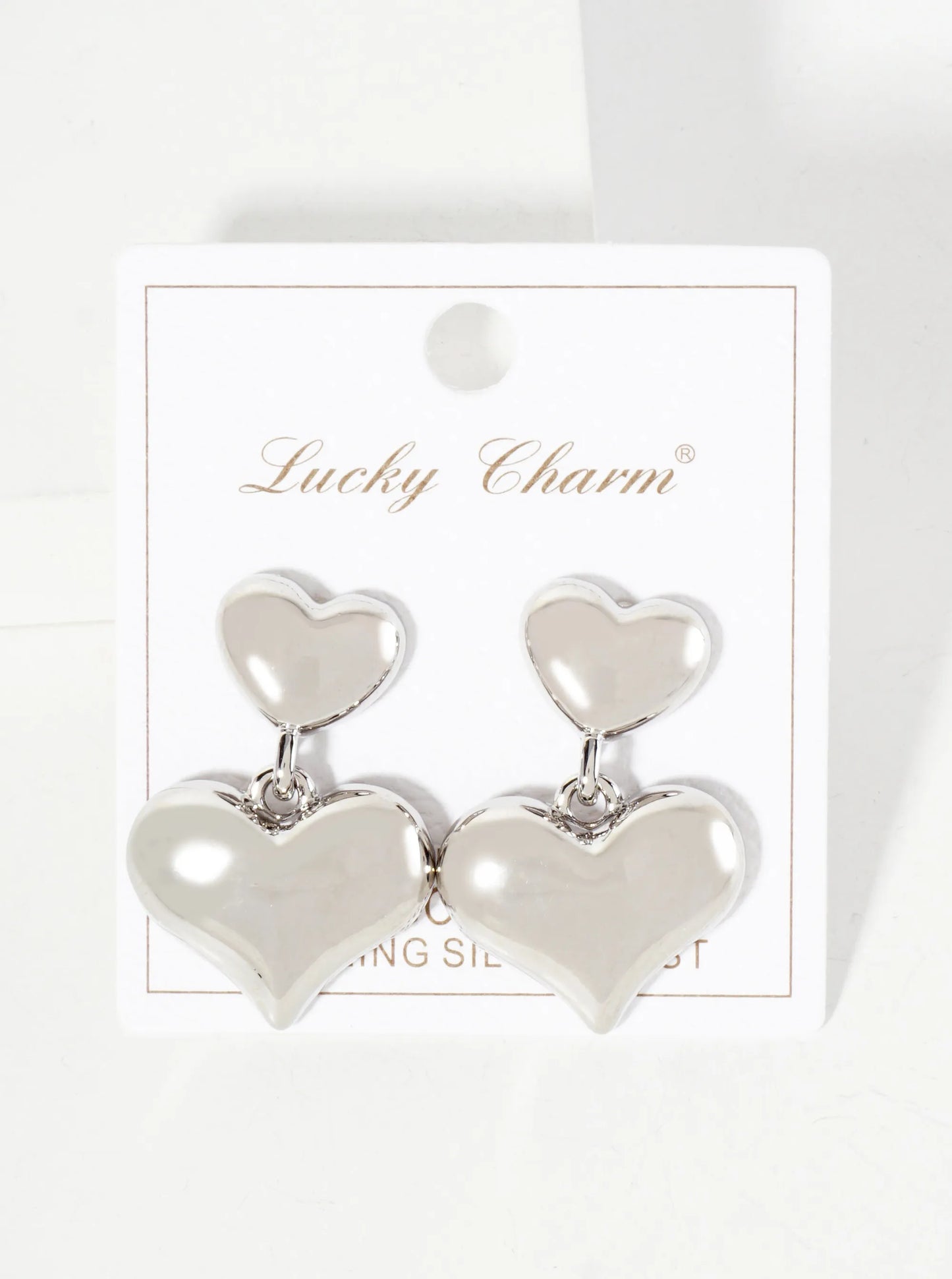 Polished Brass Double Heart Drop 18K-Gold-Dipped Dangle Earrings