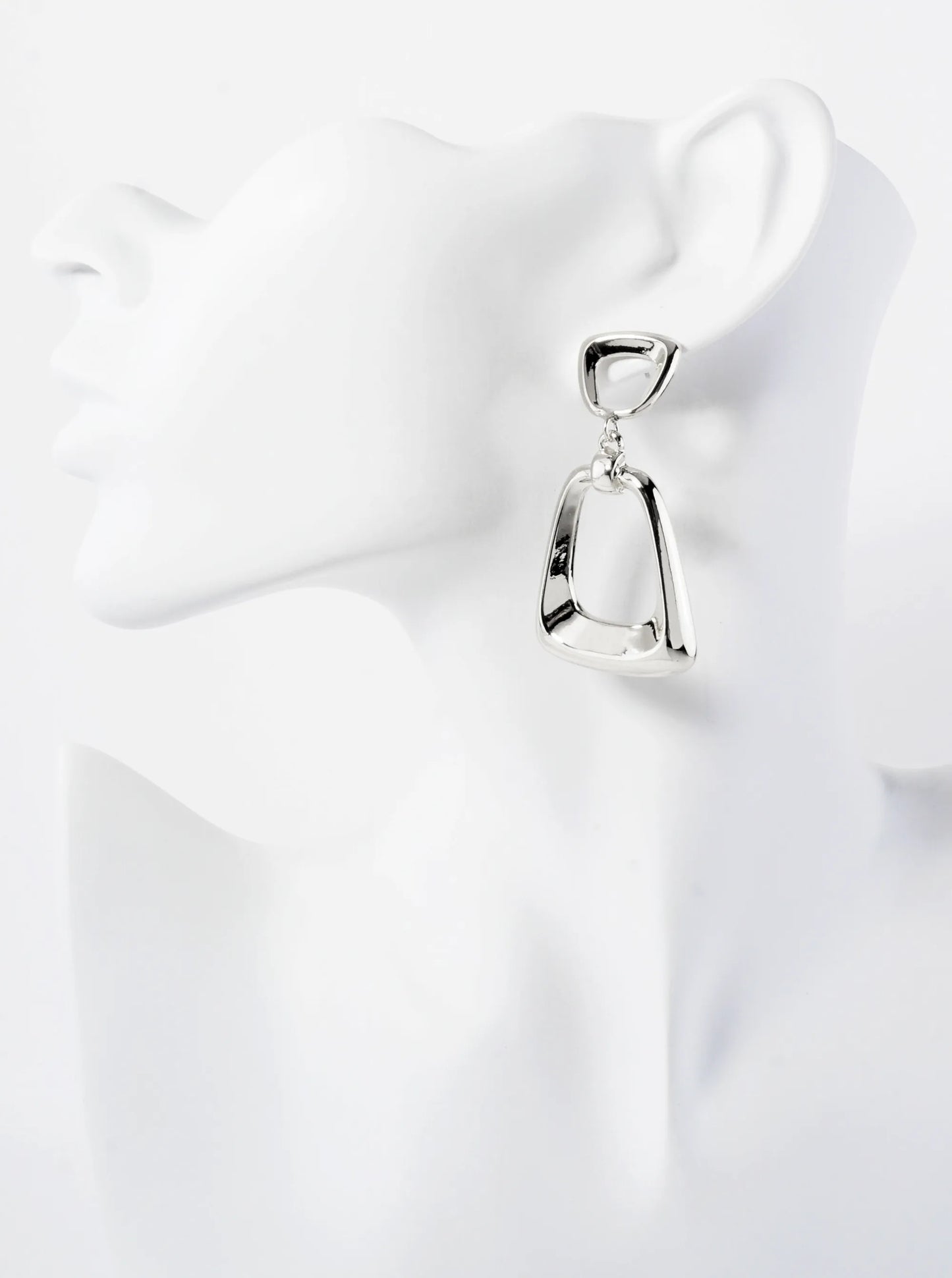 Polished Brass Double Trapezoid 14K-Gold-Dipped Geometric Dangle Earrings