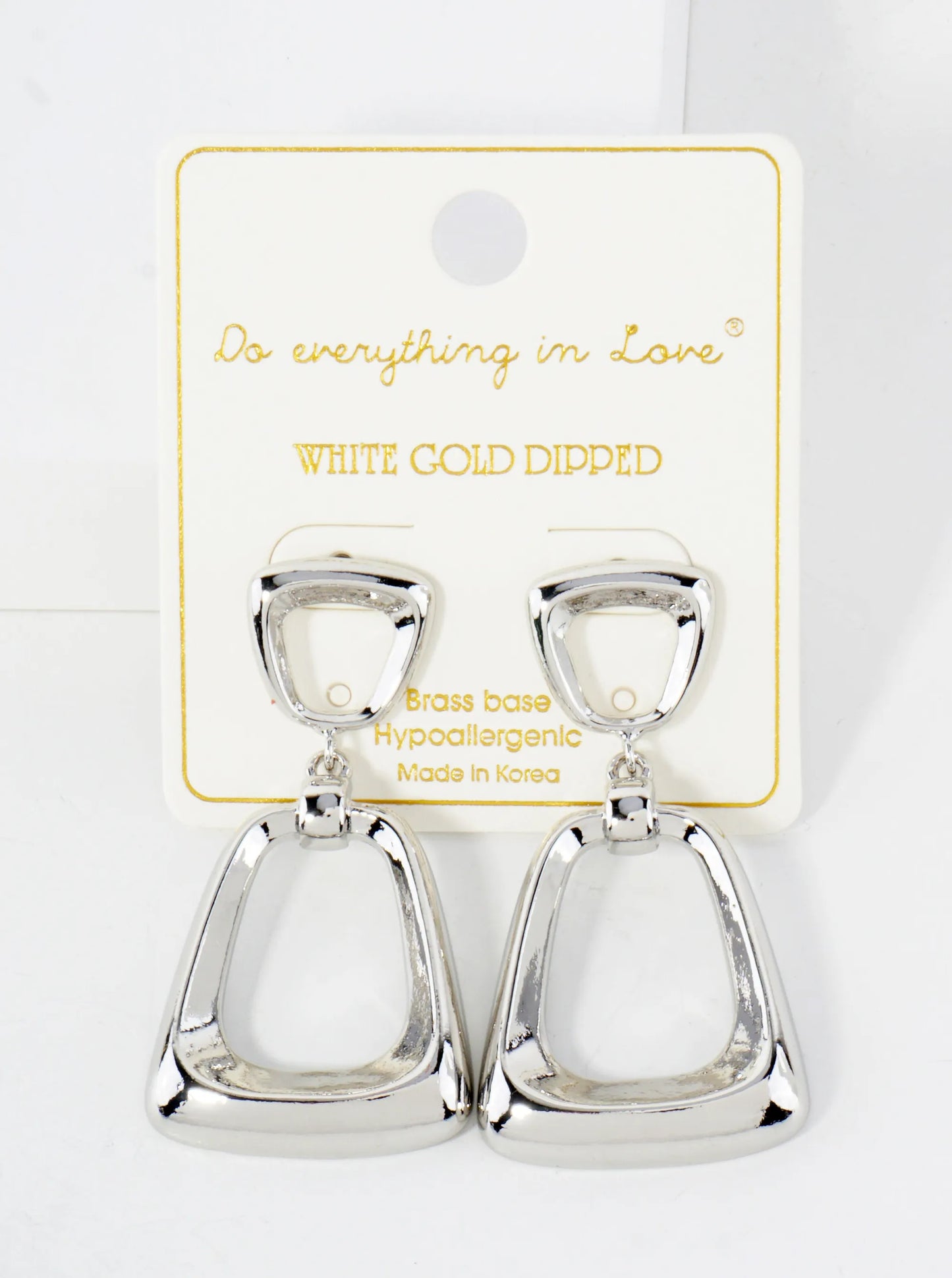 Polished Brass Double Trapezoid 14K-Gold-Dipped Geometric Dangle Earrings