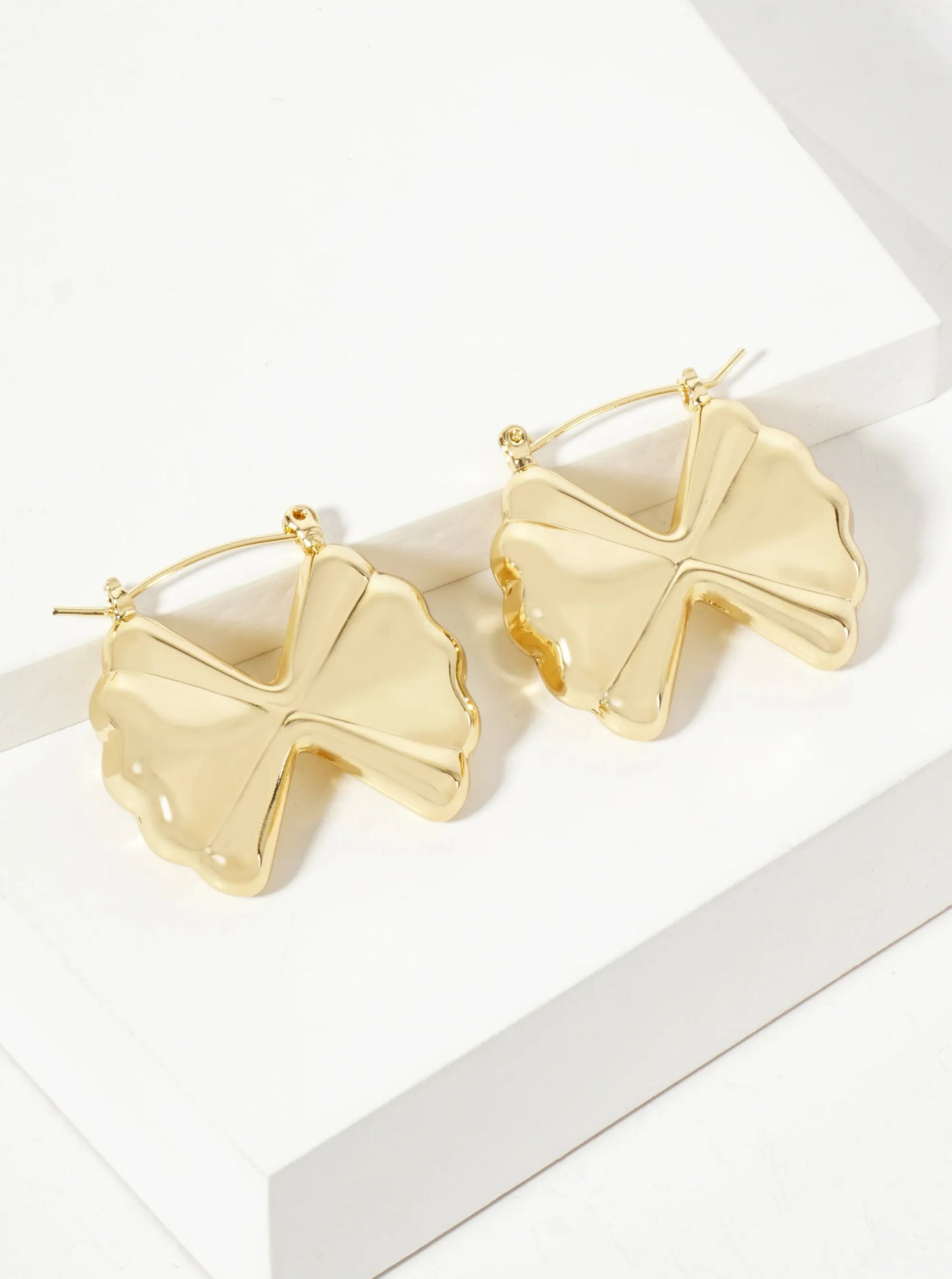 Polished Brass Farfalle-Shaped 1-inch 18K-Gold-Dipped Earrings
