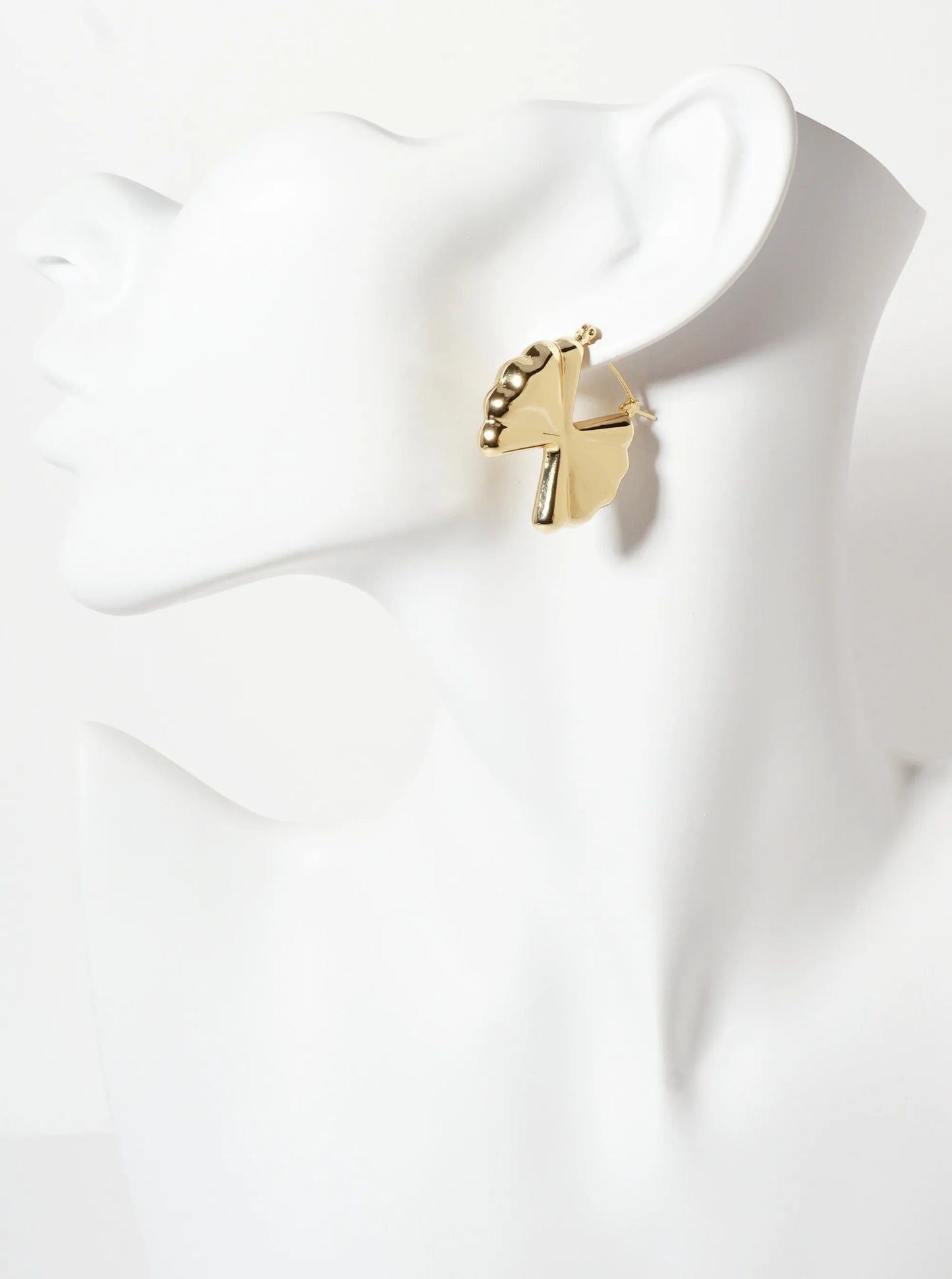 Polished Brass Farfalle-Shaped 1-inch 18K-Gold-Dipped Earrings