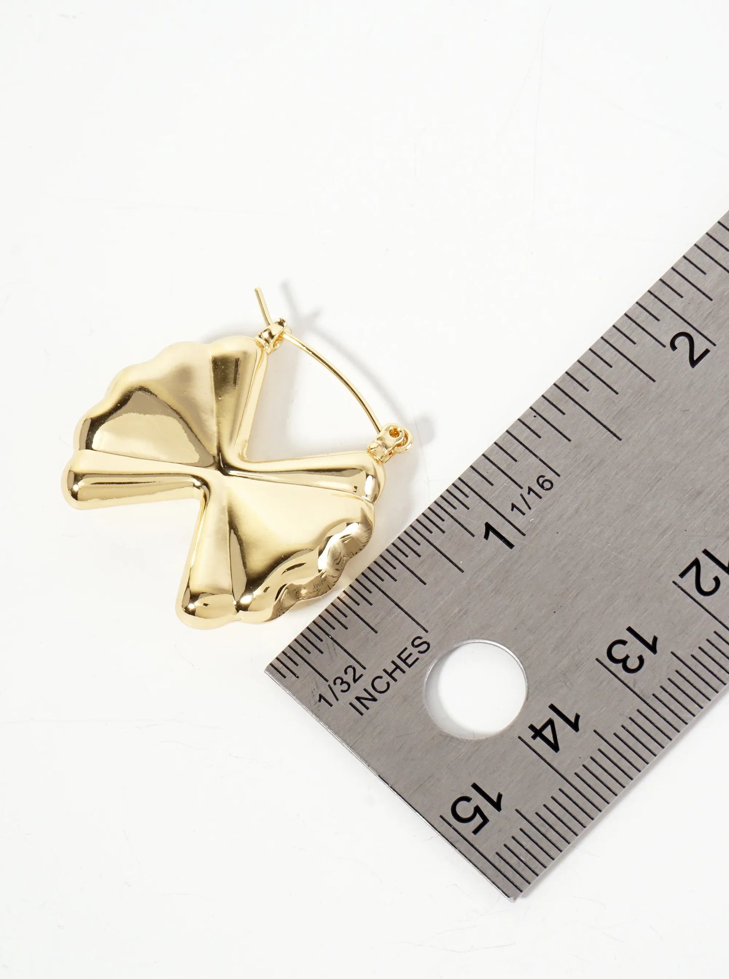 Polished Brass Farfalle-Shaped 1-inch 18K-Gold-Dipped Earrings