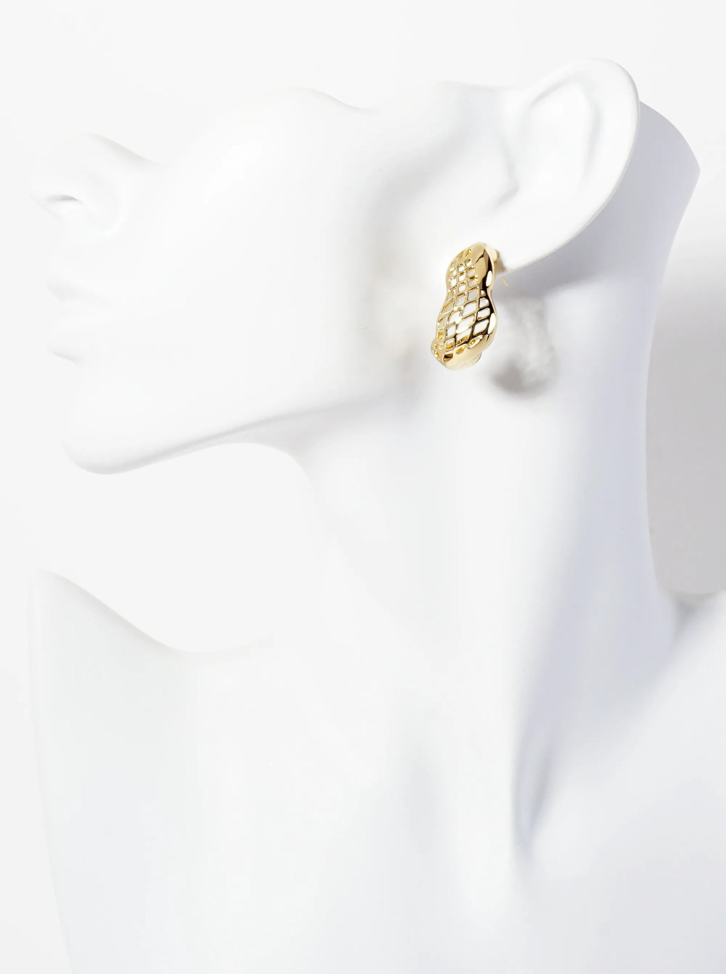 Polished Brass Filigree 25mm 18K-Gold-Dipped Organic-Shaped Hoop Earrings