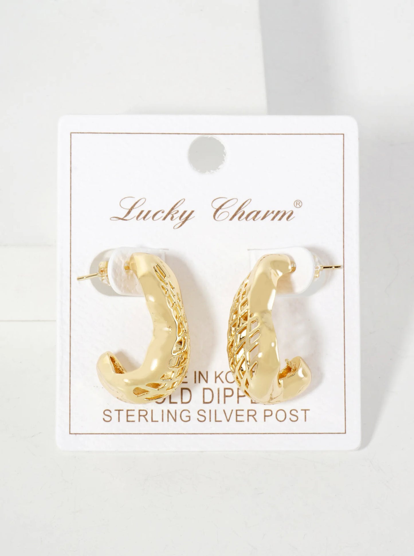 Polished Brass Filigree 25mm 18K-Gold-Dipped Organic-Shaped Hoop Earrings