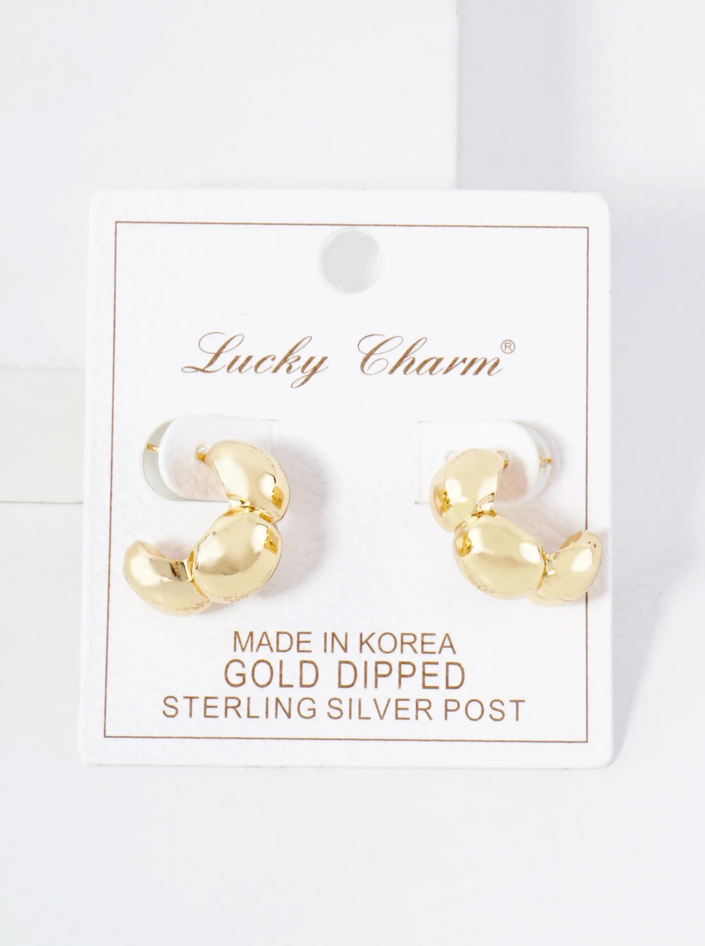 Polished Brass Flower-Shaped 15mm 18K-Gold-Dipped Hoop Earrings