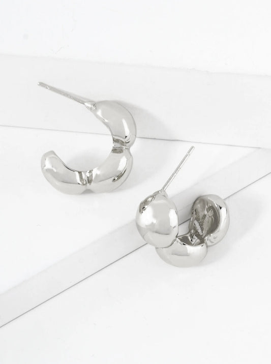 Polished Brass Flower-Shaped 15mm 18K-Gold-Dipped Hoop Earrings