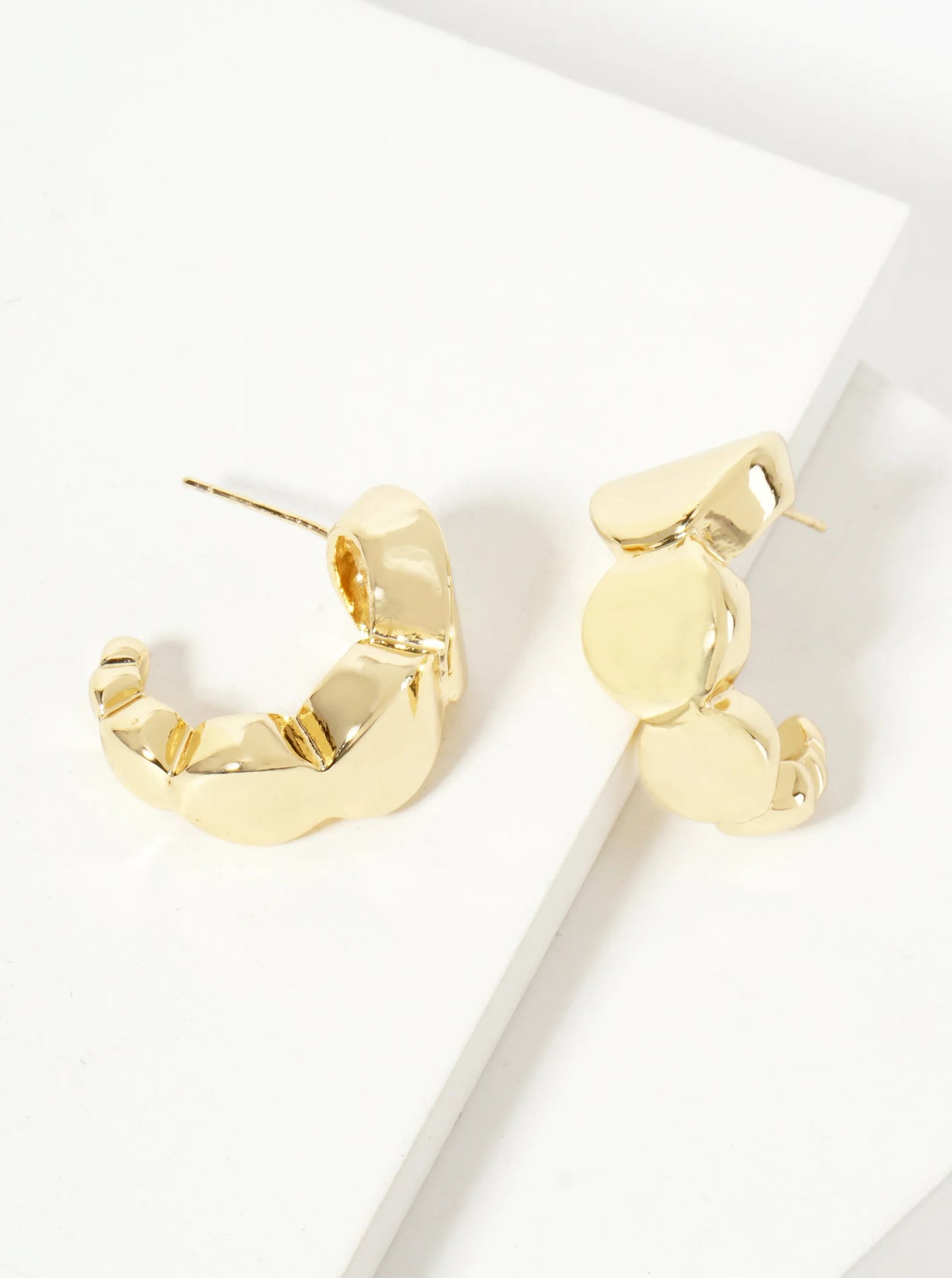 Polished Brass Graduated Ball-Shaped 23mm 18K-Gold-Dipped Open Hoop Earrings