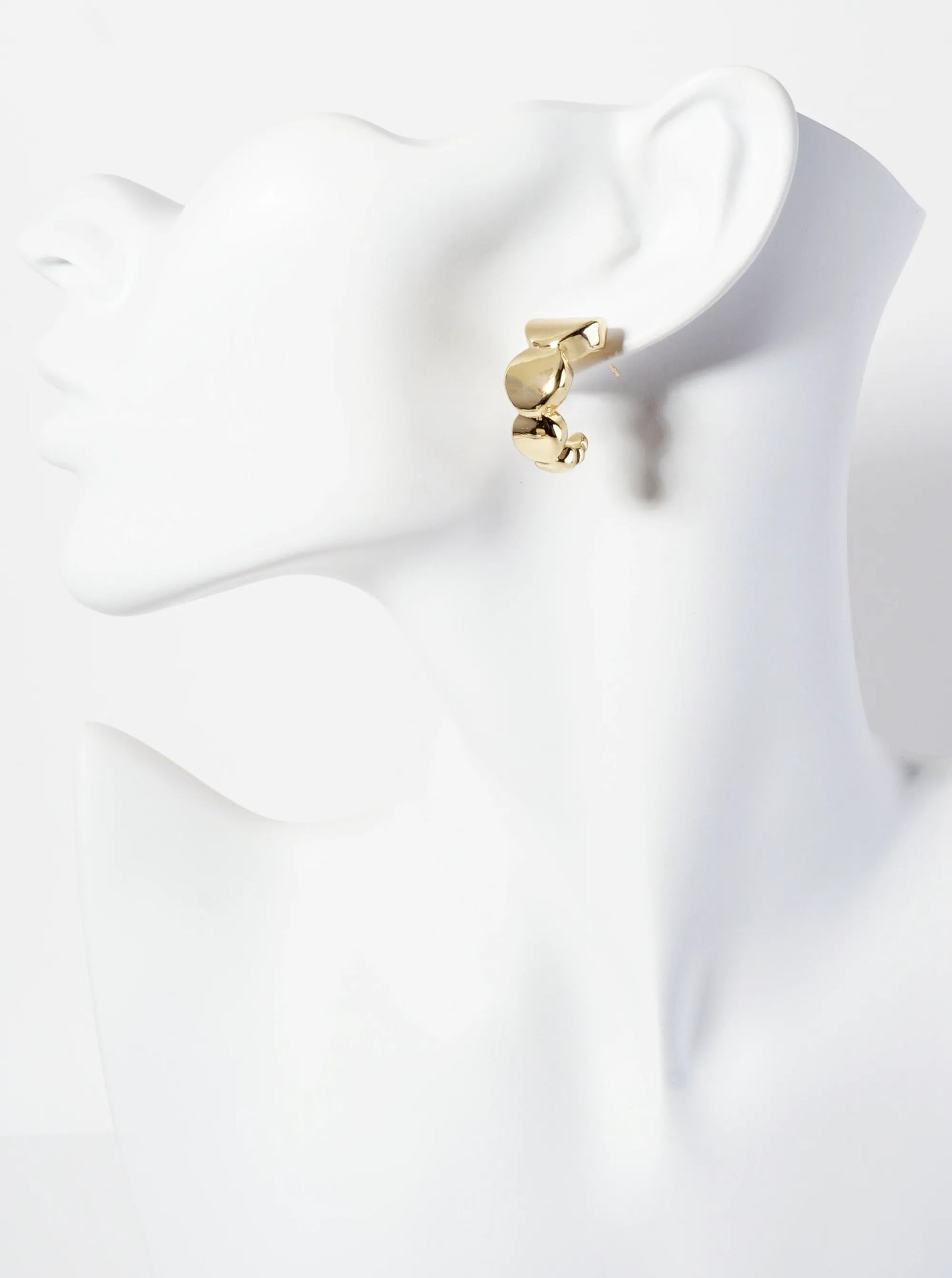 Polished Brass Graduated Ball-Shaped 23mm 18K-Gold-Dipped Open Hoop Earrings