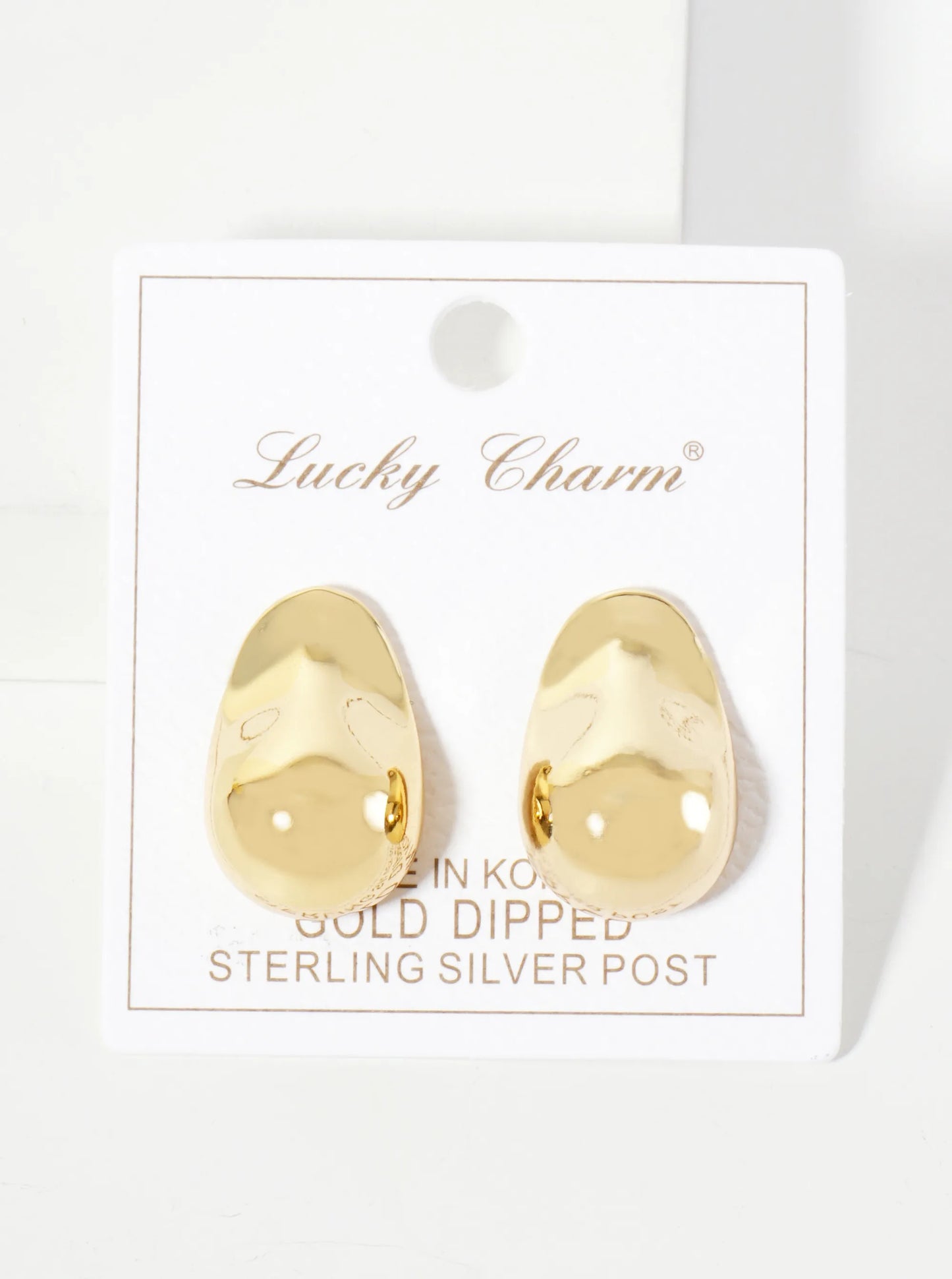 Polished Brass Hand-Crushed-Texture 18K-Gold-Dipped Post Earrings