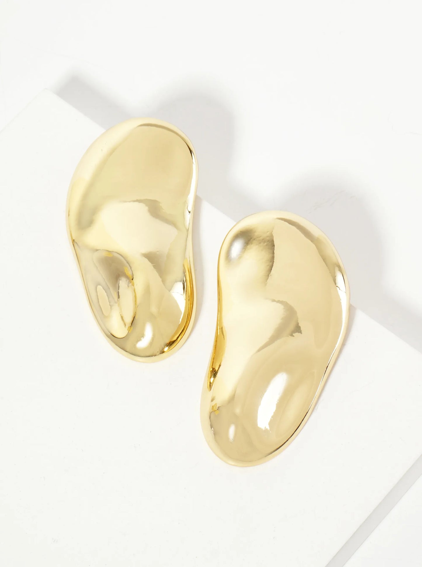 Polished Brass Hand-Pressed-Texture 18K-Gold-Dipped Statement Earrings