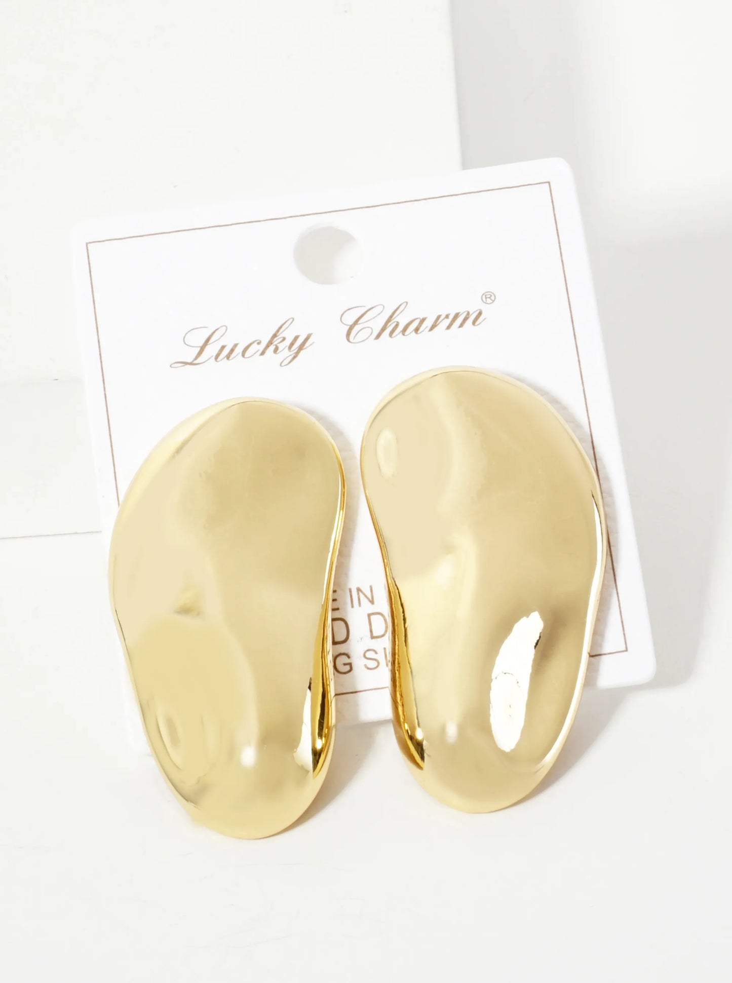 Polished Brass Hand-Pressed-Texture 18K-Gold-Dipped Statement Earrings