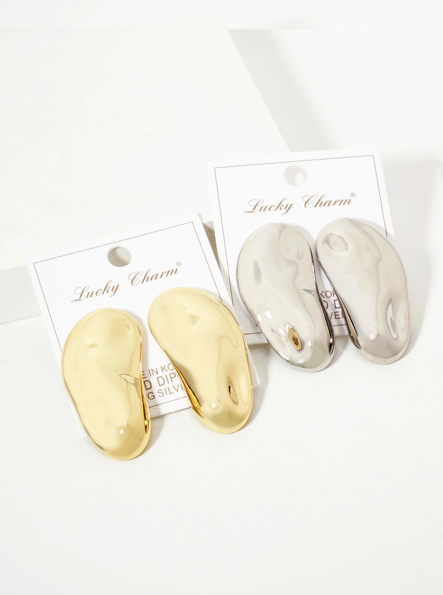 Polished Brass Hand-Pressed-Texture 18K-Gold-Dipped Statement Earrings