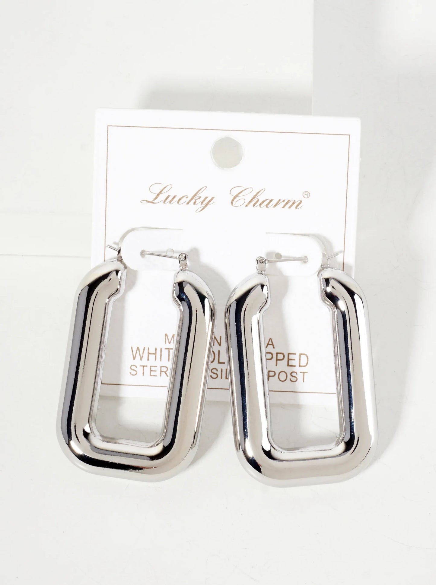 Polished Brass Hollow Rectangle Tube 18K-Gold-Dipped Latch-Back Hoop Earrings