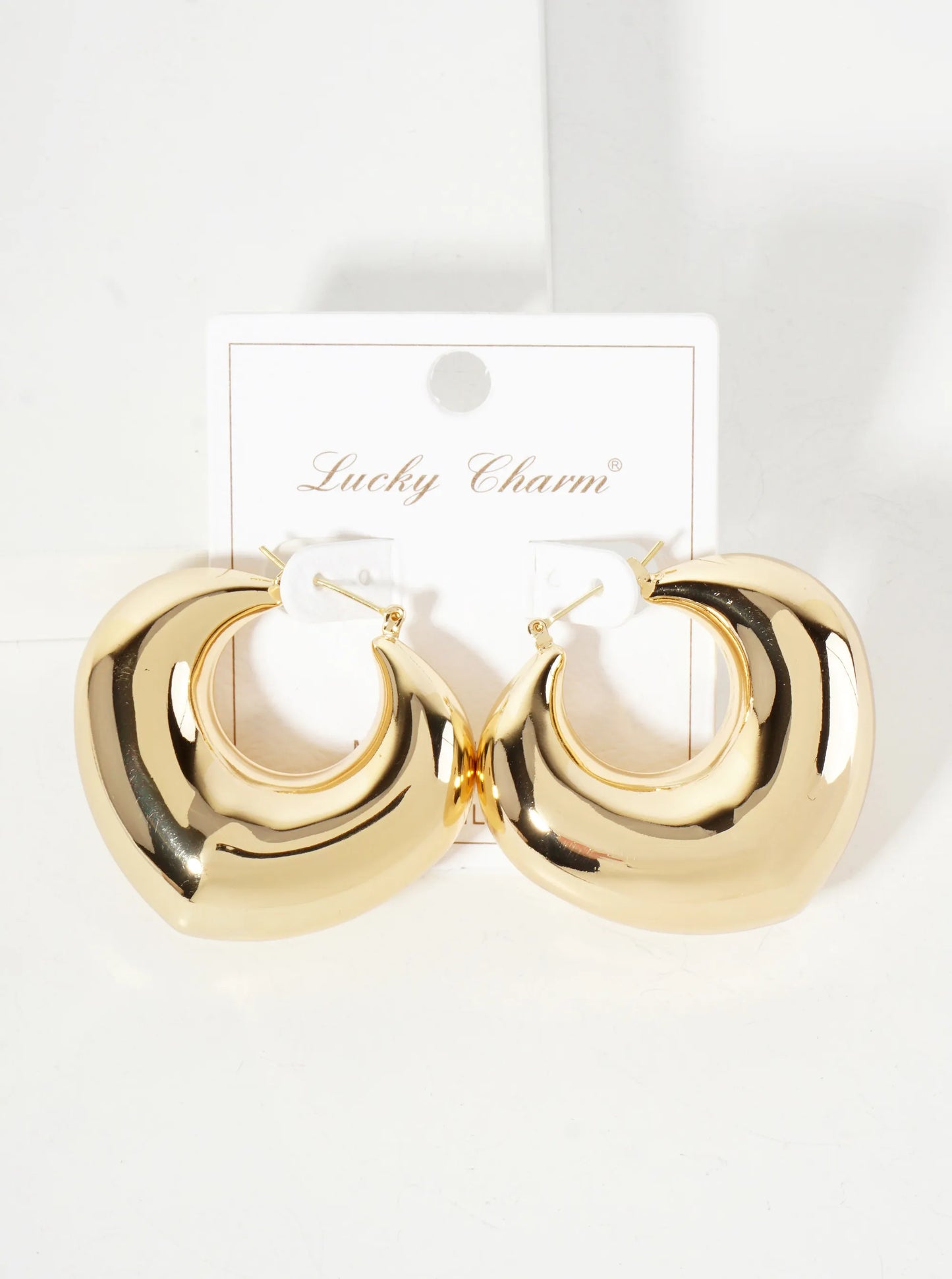 Polished Brass Hollow Tapered Heart Tube 18K-Gold-Dipped Latch-Back Hoop Earrings