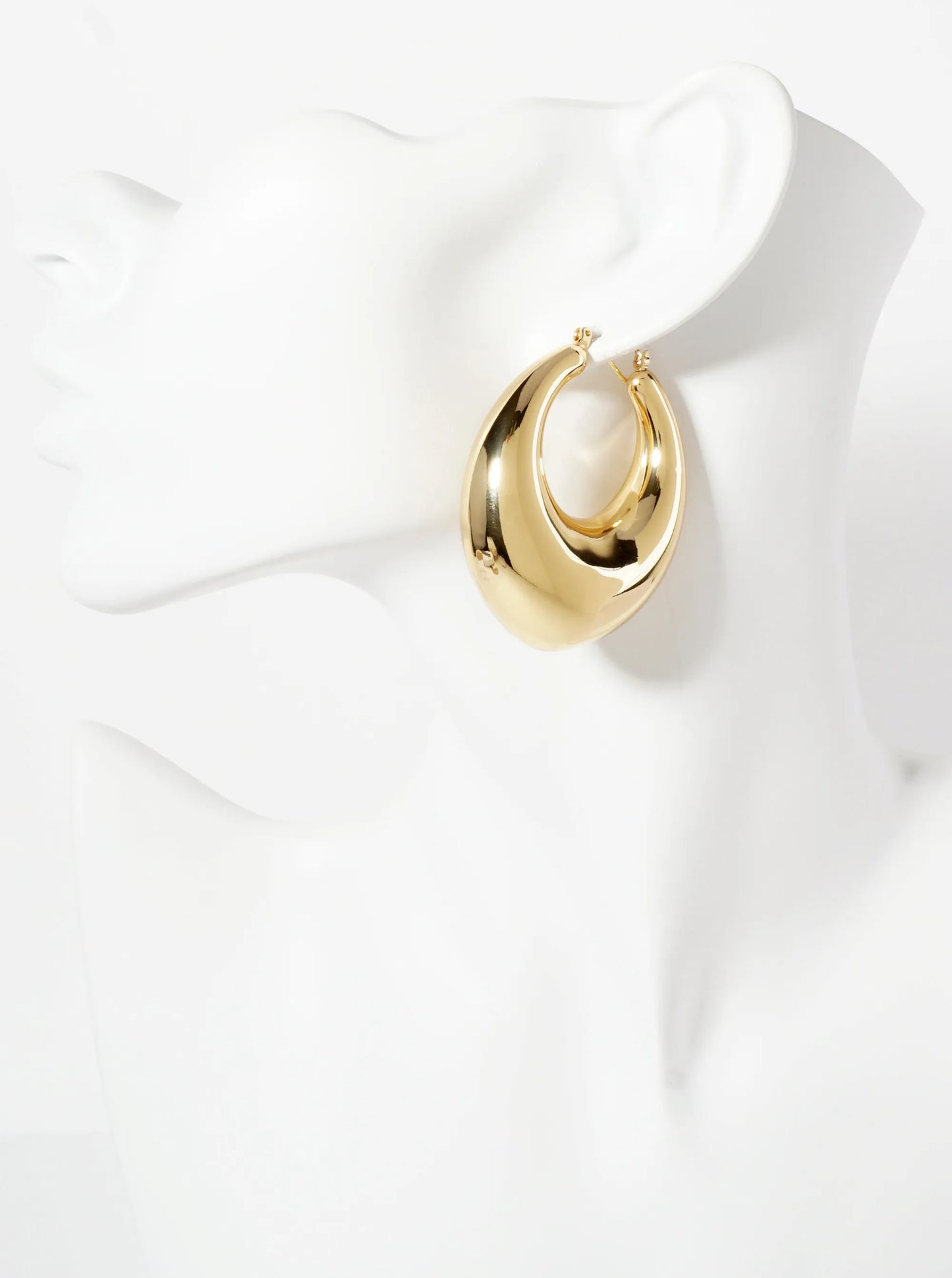 Polished Brass Hollow Tapered Round Tube 18K-Gold-Dipped Latch-Back Hoop Earrings