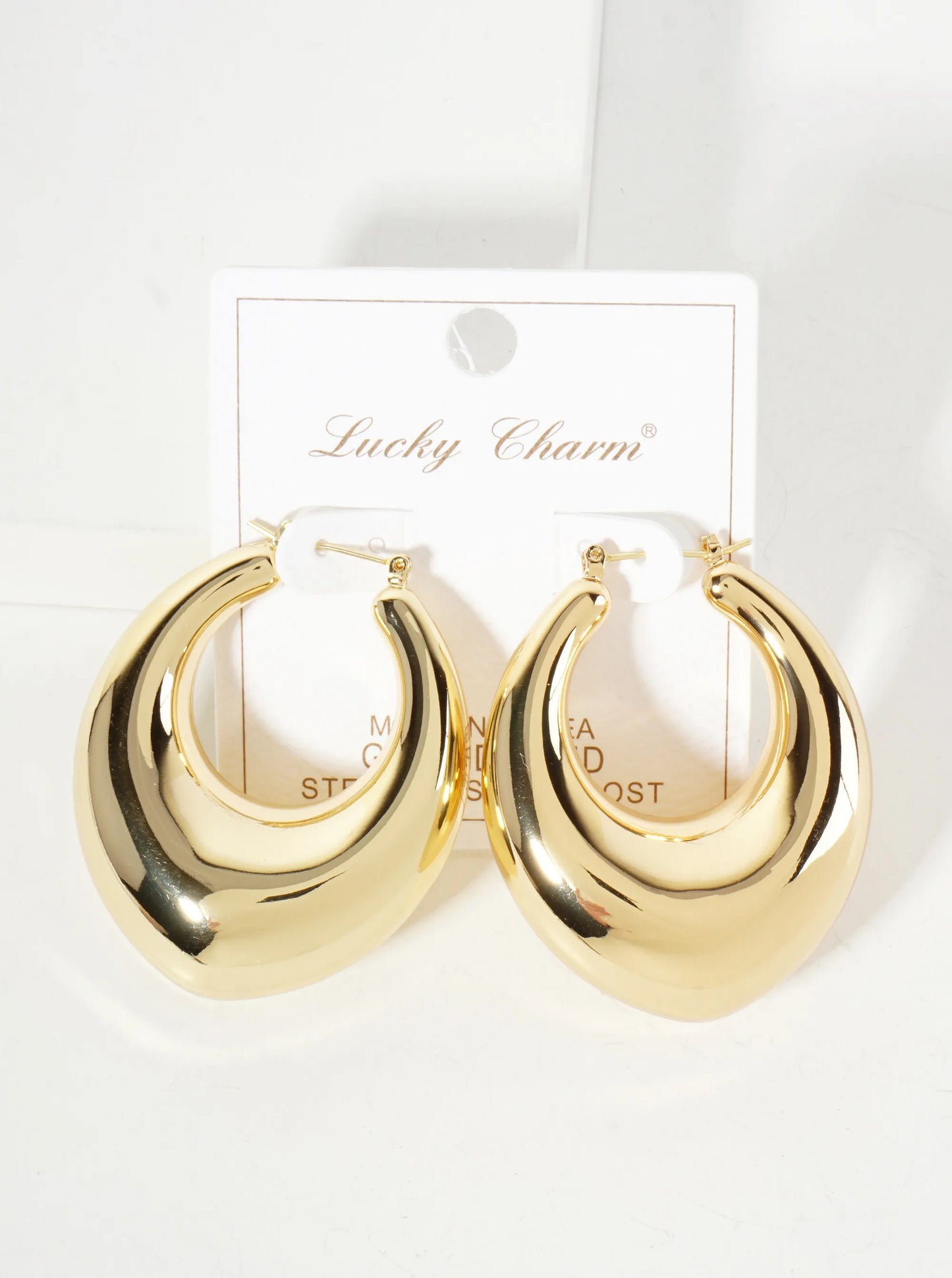 Polished Brass Hollow Tapered Round Tube 18K-Gold-Dipped Latch-Back Hoop Earrings