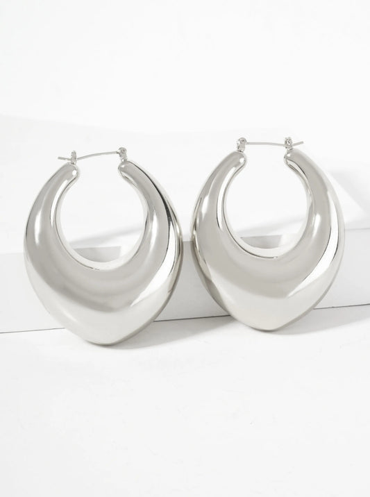 Polished Brass Hollow Tapered Round Tube 18K-Gold-Dipped Latch-Back Hoop Earrings