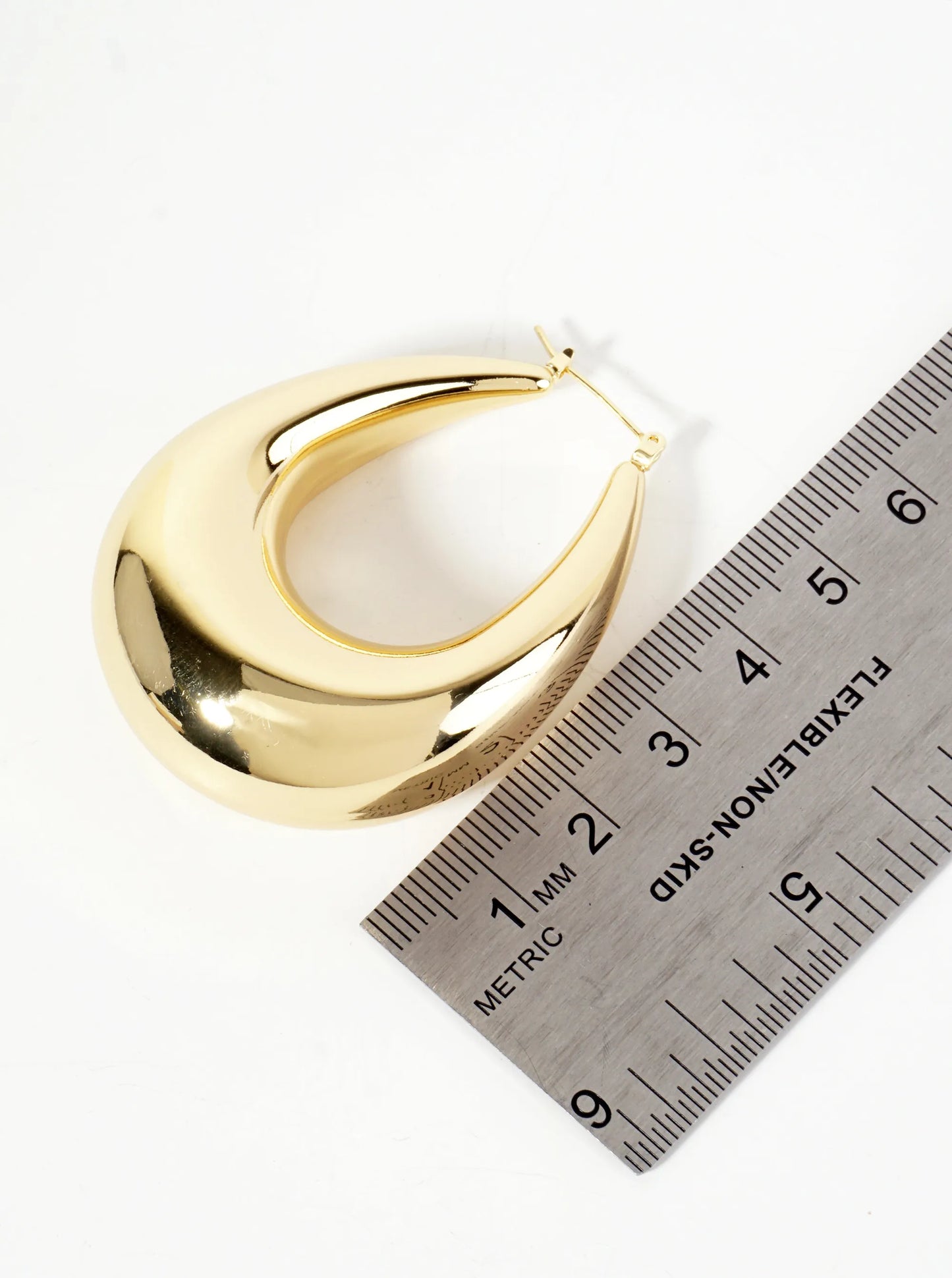 Polished Brass Hollow Tapered Teardrop Tube 18K-Gold-Dipped Latch-Back Hoop Earrings