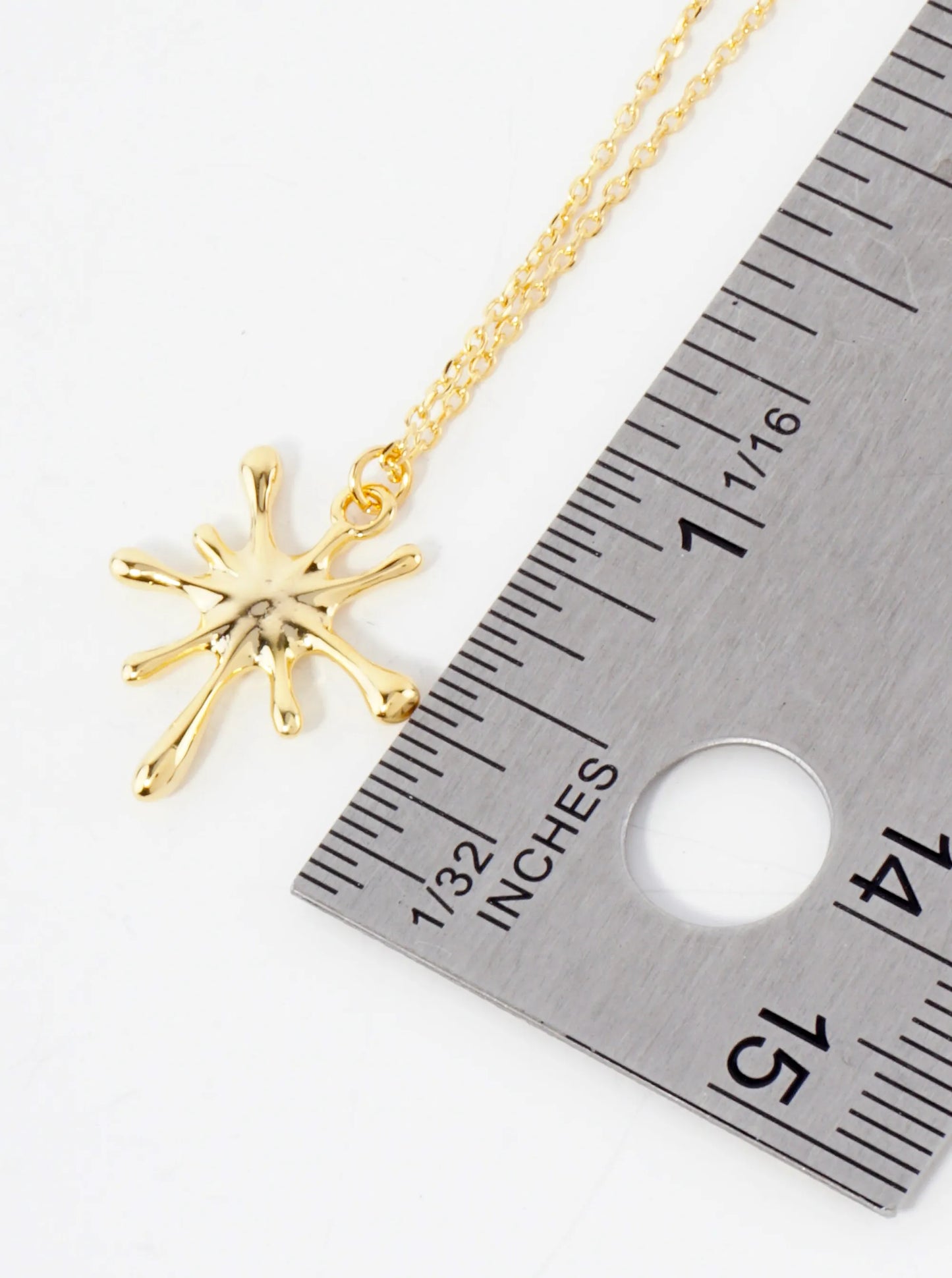 Polished Brass Ink-Splat Pendant Hypoallergenic 18K-Gold-Dipped Necklace