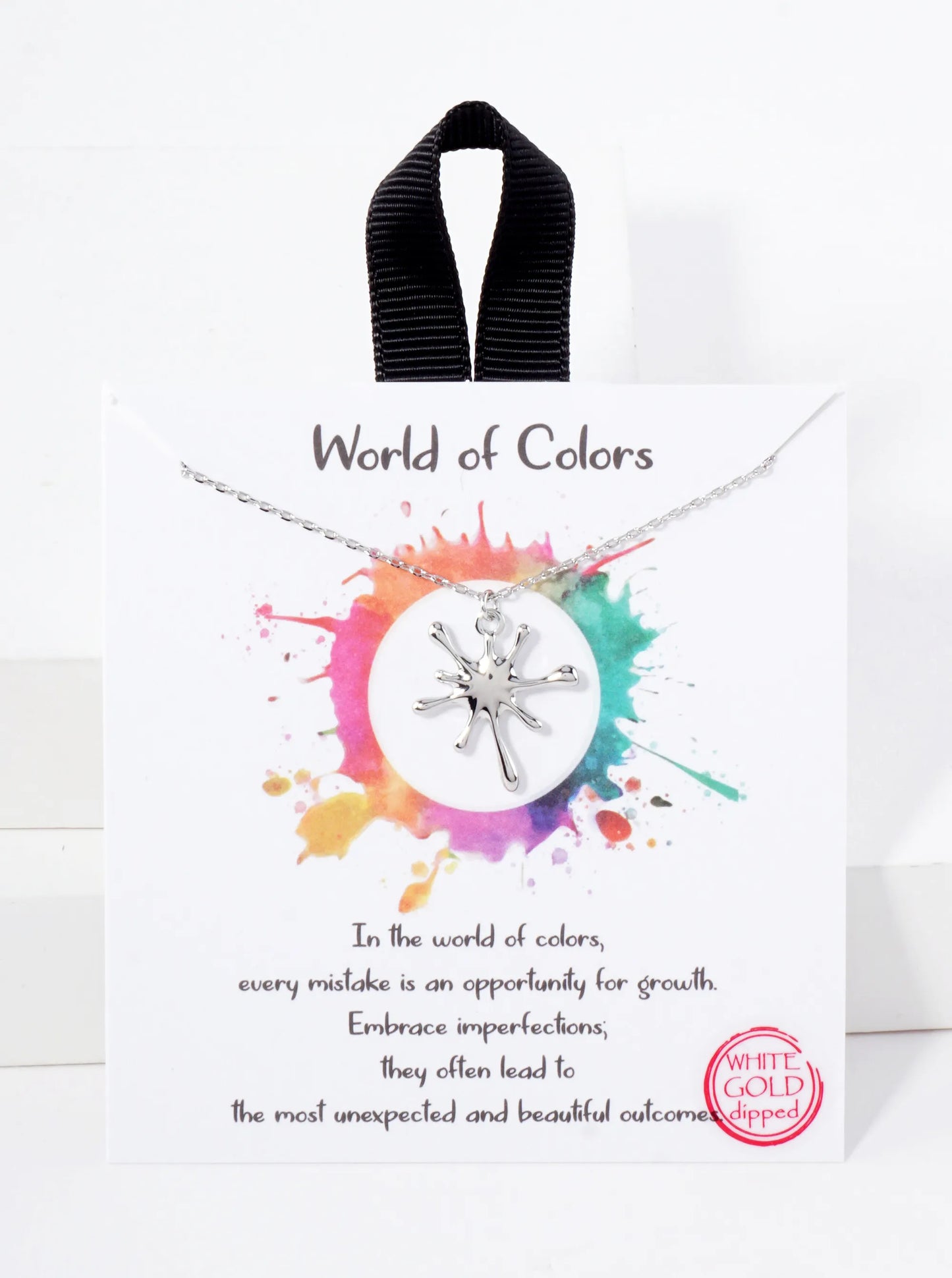 Polished Brass Ink-Splat Pendant Hypoallergenic 18K-Gold-Dipped Necklace