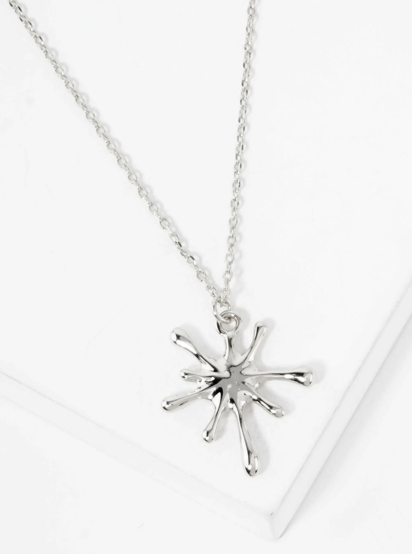 Polished Brass Ink-Splat Pendant Hypoallergenic 18K-Gold-Dipped Necklace