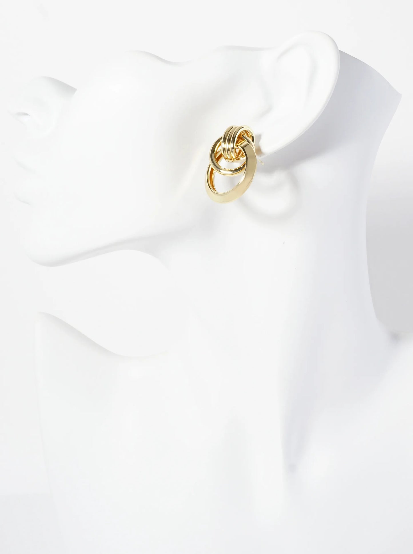 Polished Brass Interlocking Circle 18K-Gold-Dipped Doorknocker Earrings