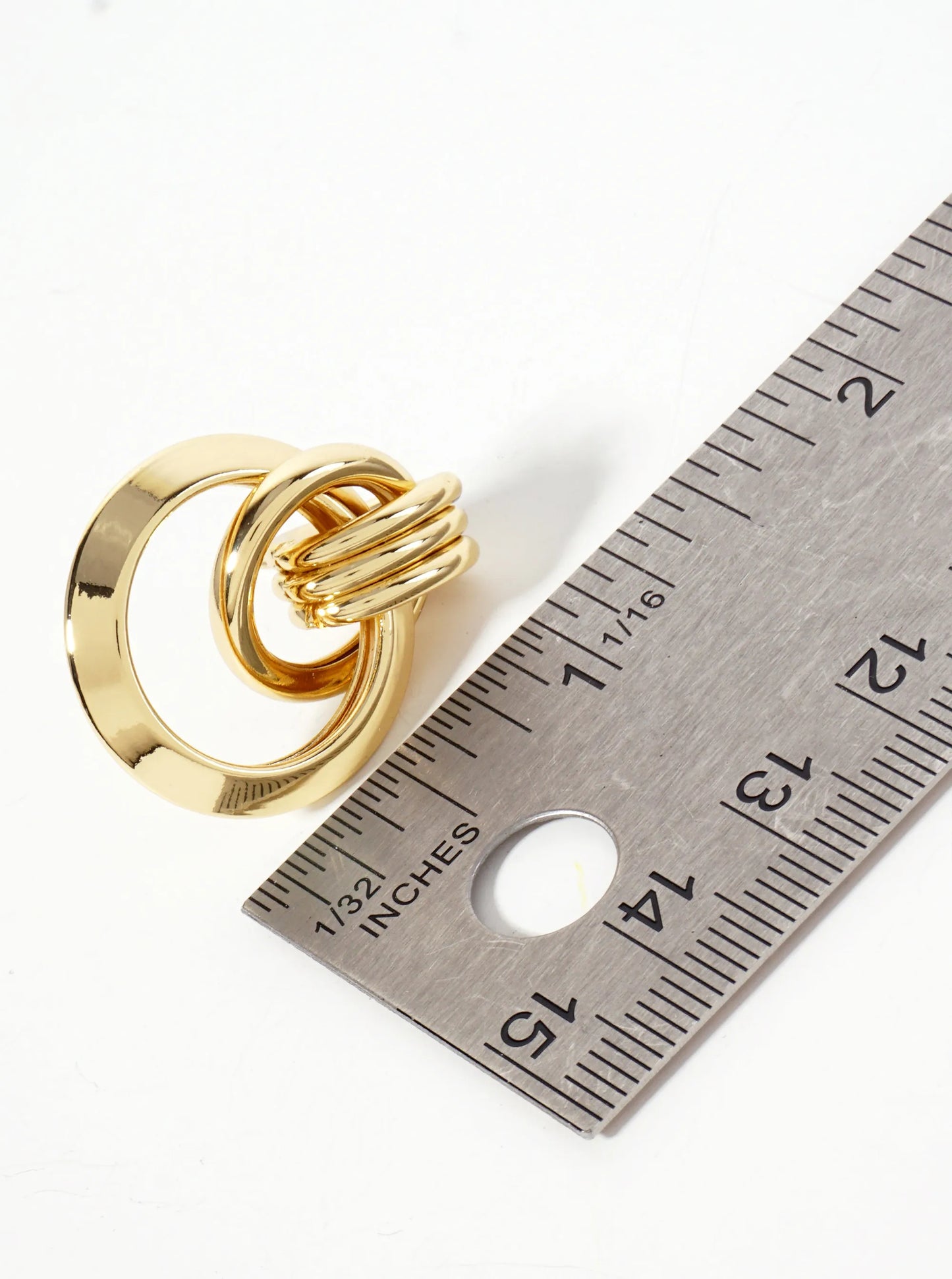 Polished Brass Interlocking Circle 18K-Gold-Dipped Doorknocker Earrings