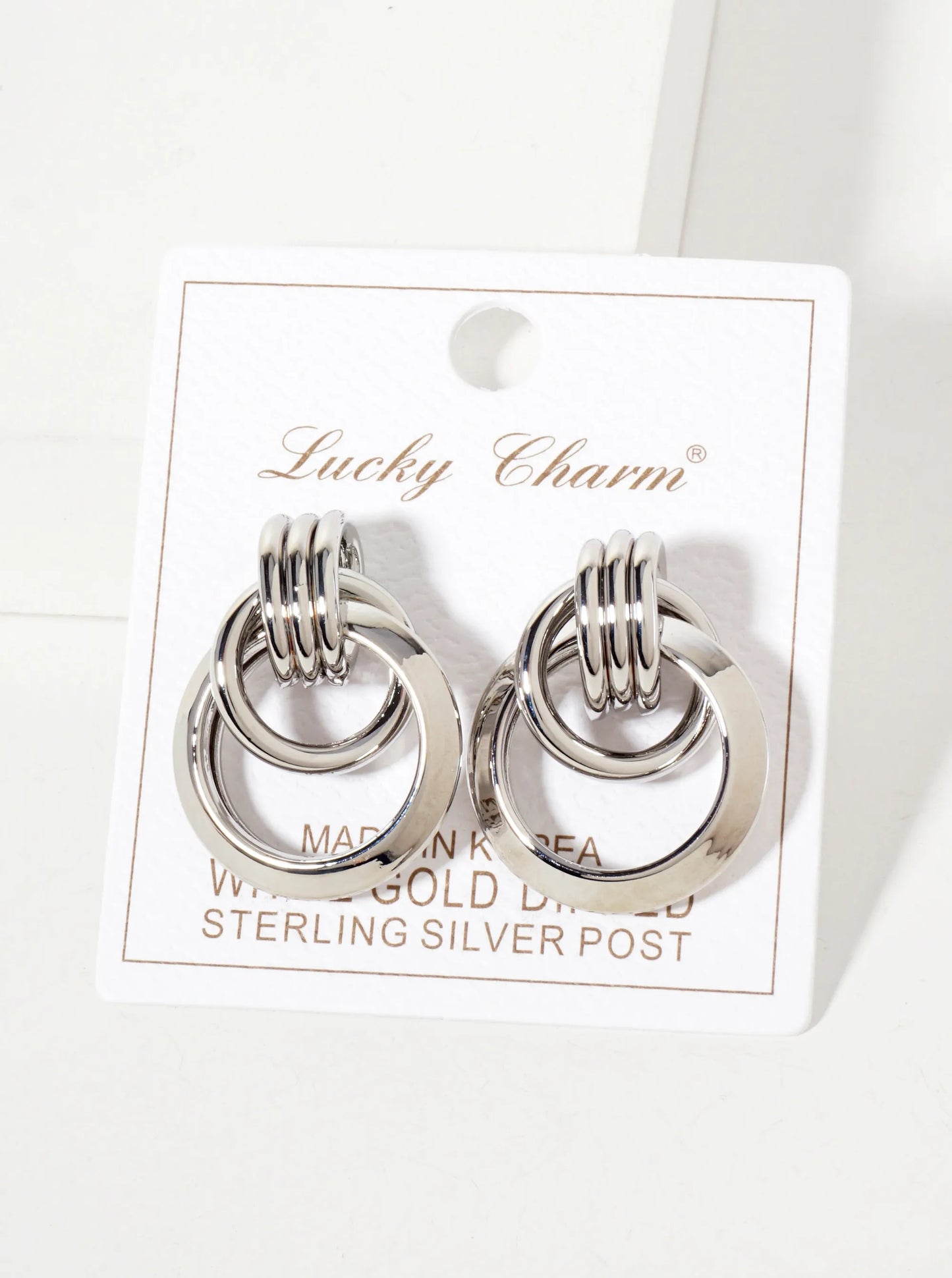 Polished Brass Interlocking Circle 18K-Gold-Dipped Doorknocker Earrings