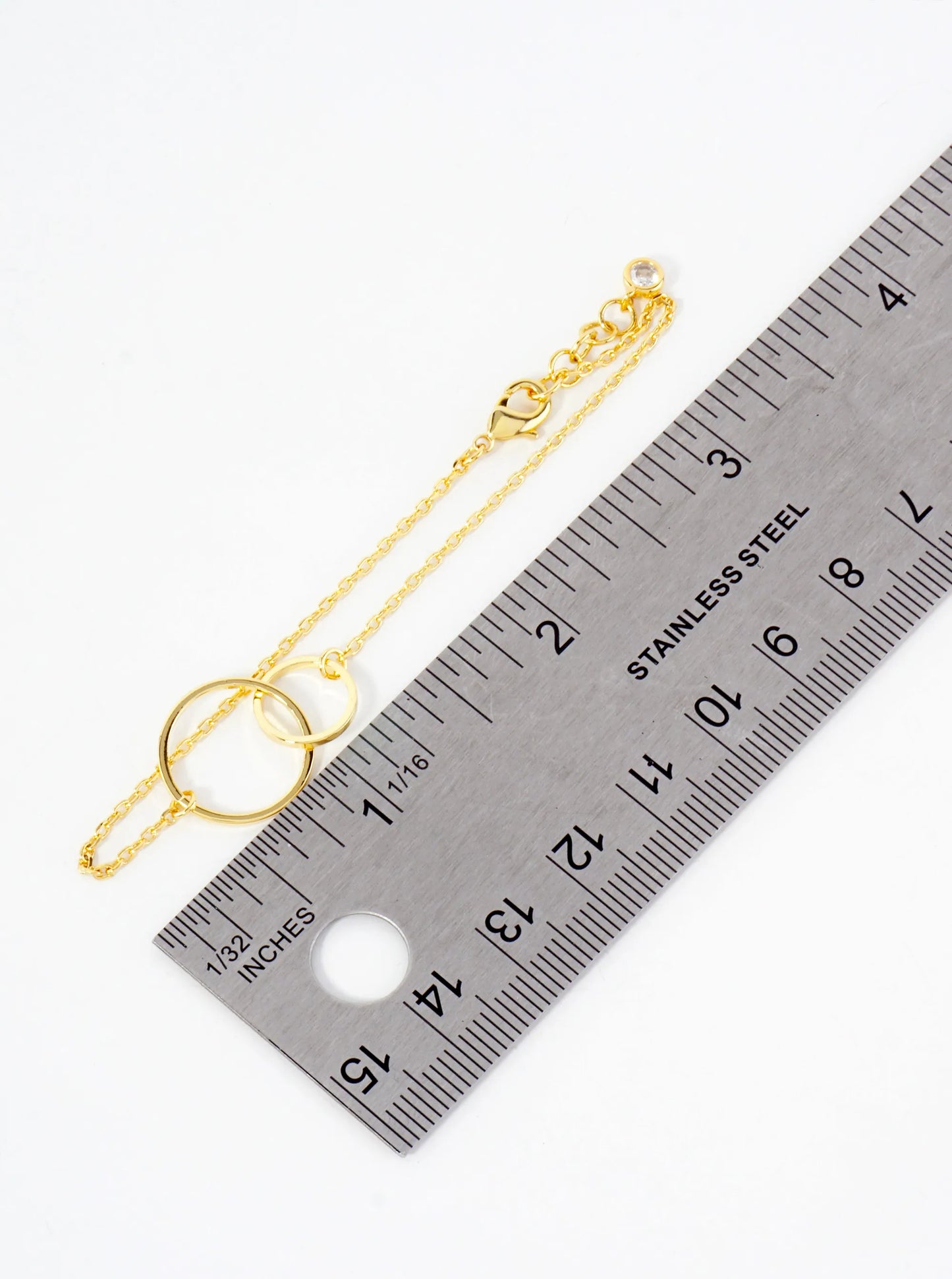Polished Brass Interlocking-Circle Accents 18K-Gold-Dipped Chain Bracelet
