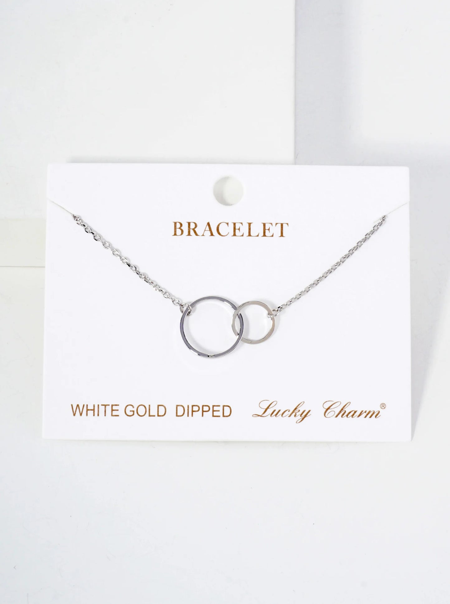 Polished Brass Interlocking-Circle Accents 18K-Gold-Dipped Chain Bracelet