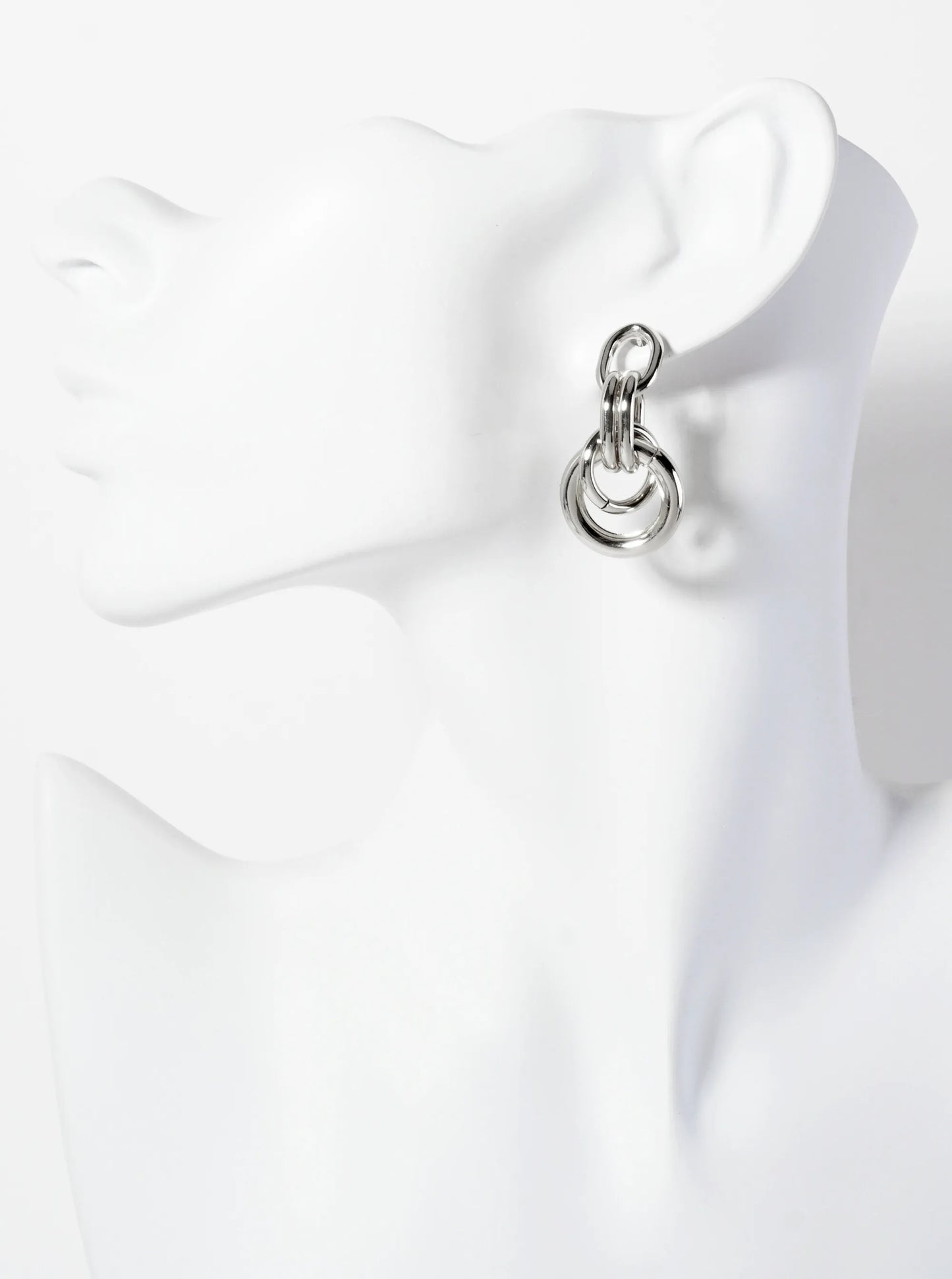 Polished Brass Interlocking Circles Drop 18K-Gold-Dipped Earrings