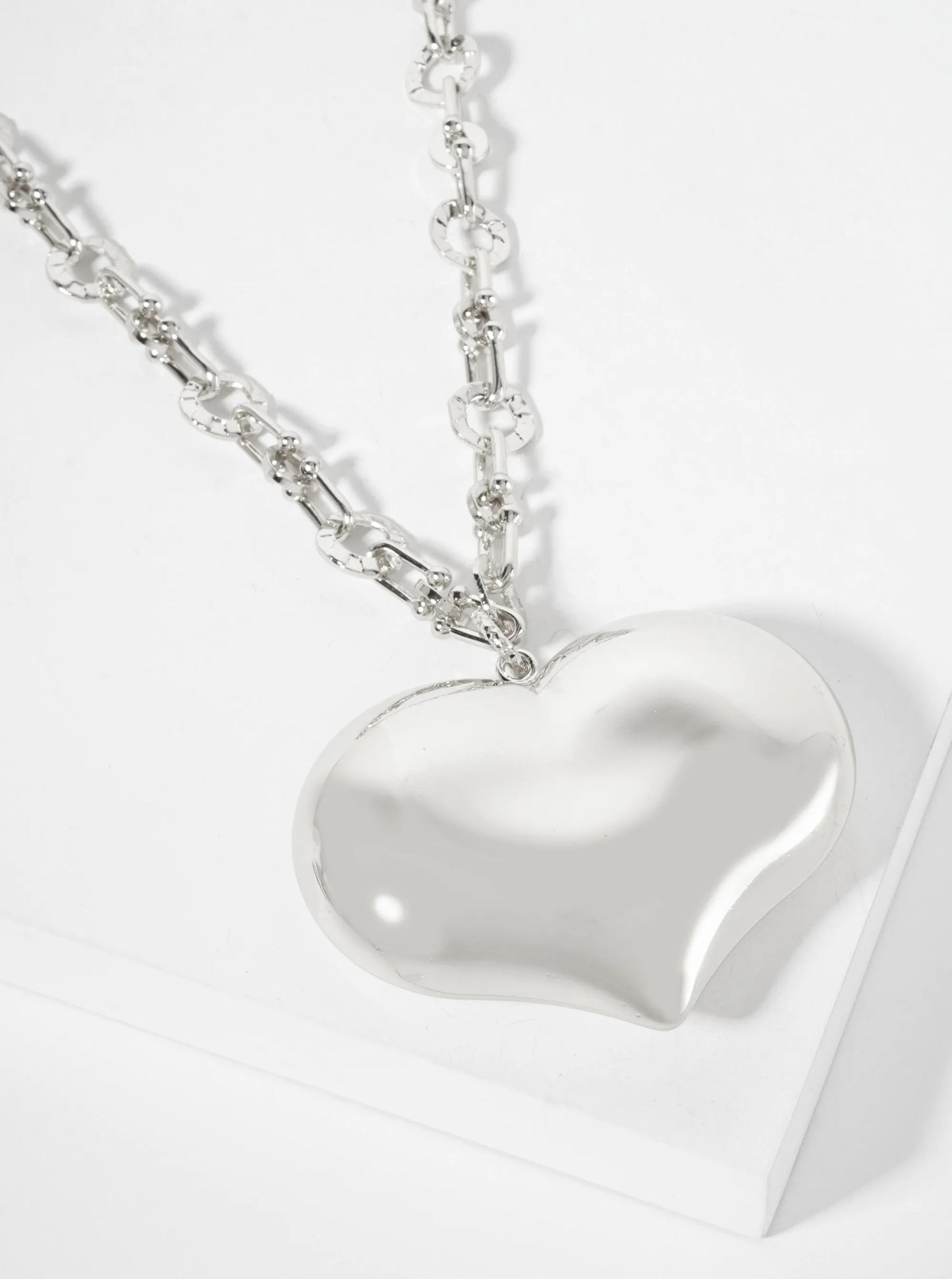 Polished Brass Large Puffy Heart Pendant 18K-Gold-Dipped HardWear-Chain Necklace