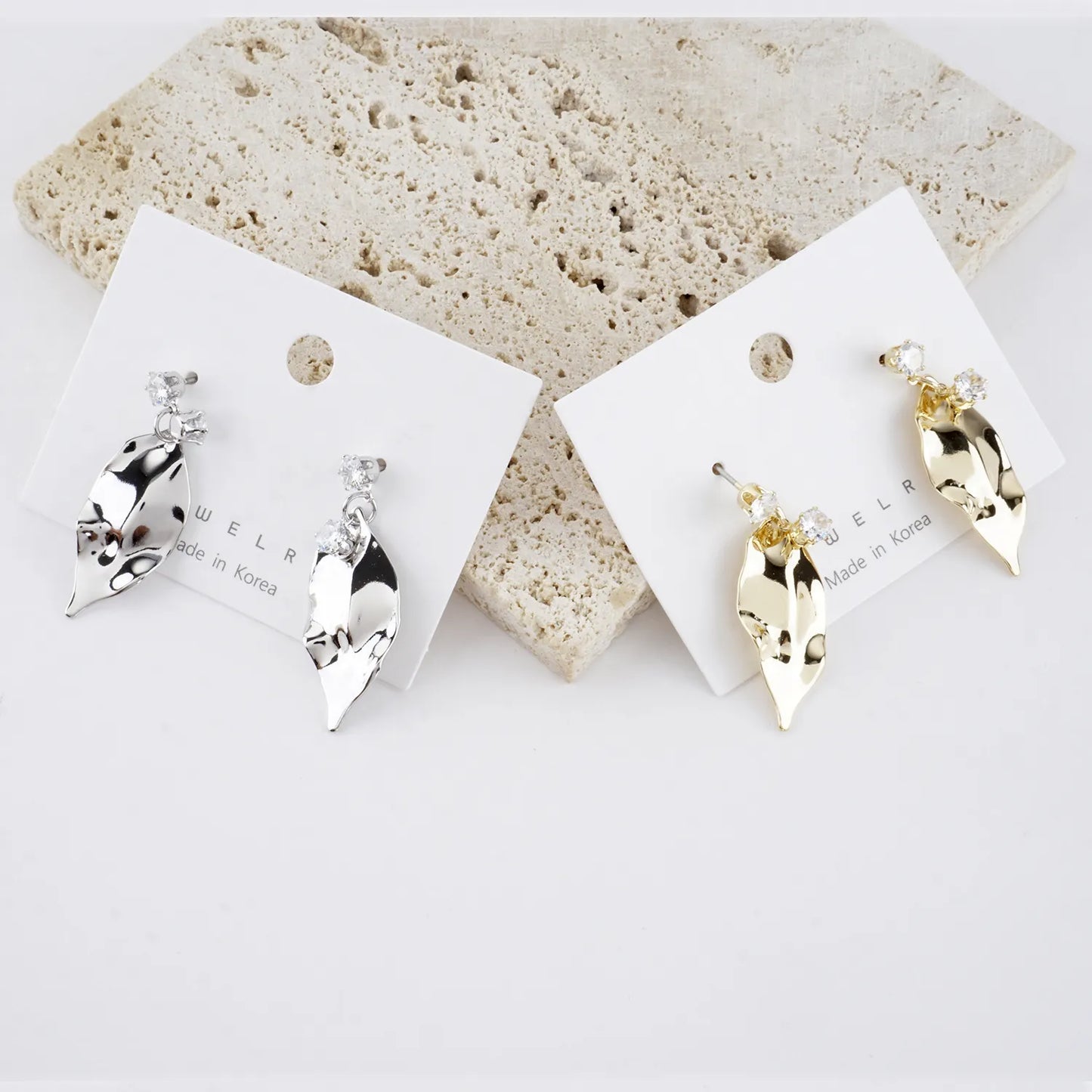 Polished Brass Leaf Earrings
