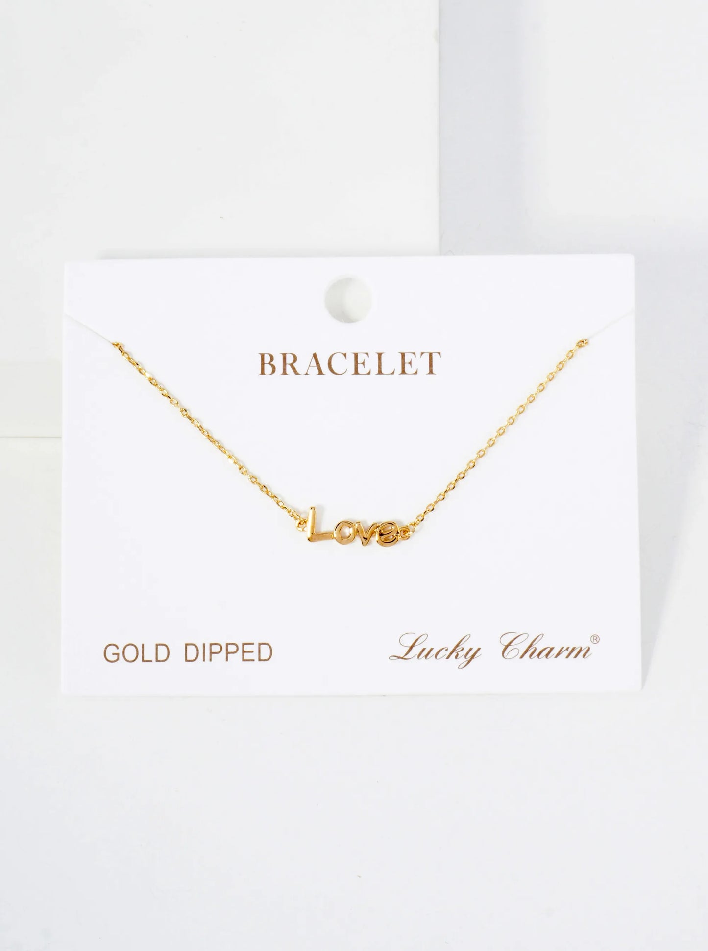 Polished Brass Love Word 18K-Gold-Dipped Chain Bracelet