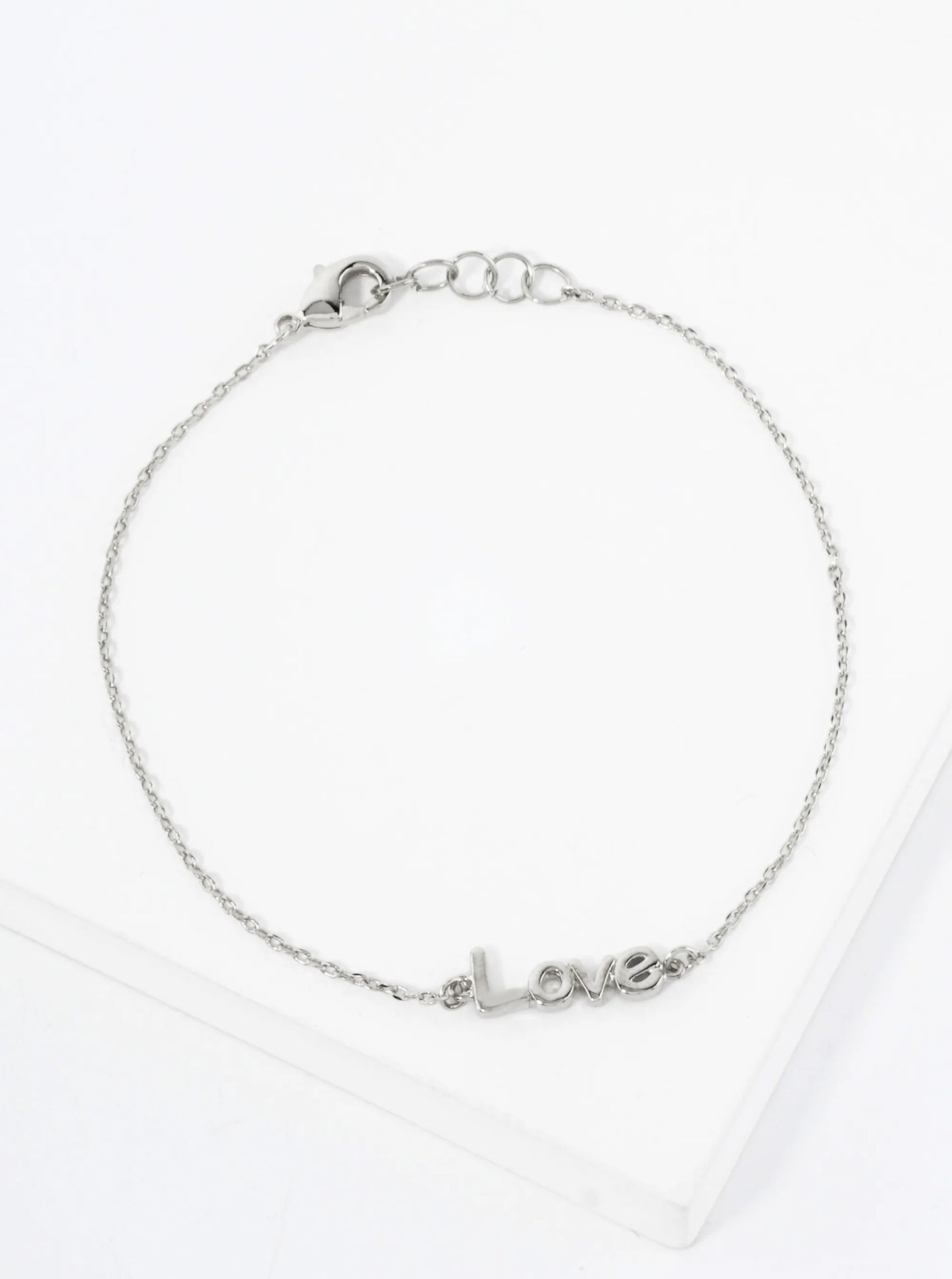 Polished Brass Love Word 18K-Gold-Dipped Chain Bracelet