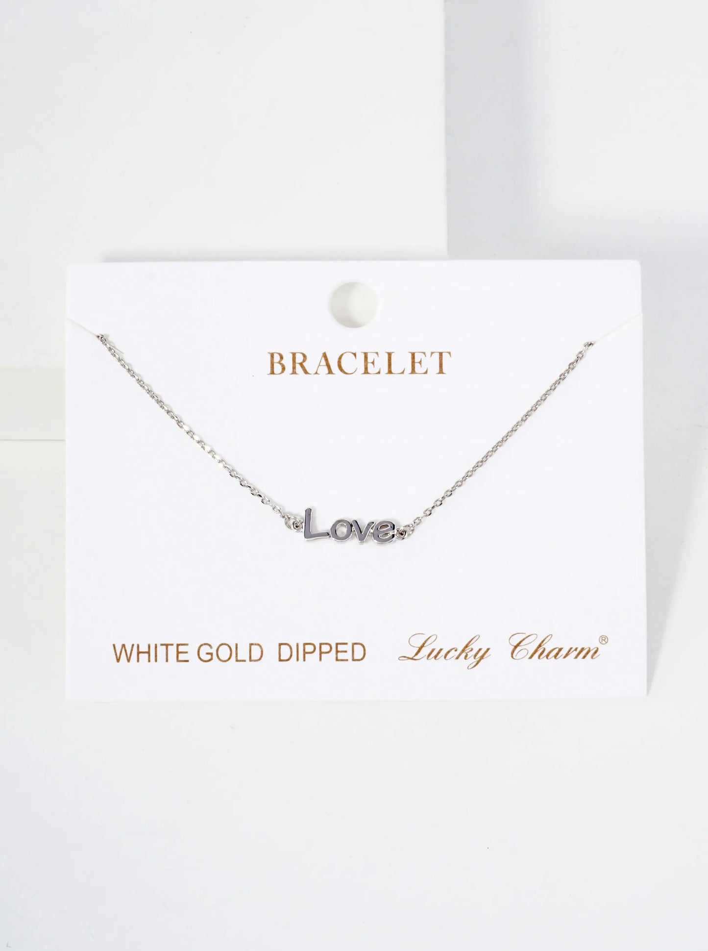 Polished Brass Love Word 18K-Gold-Dipped Chain Bracelet