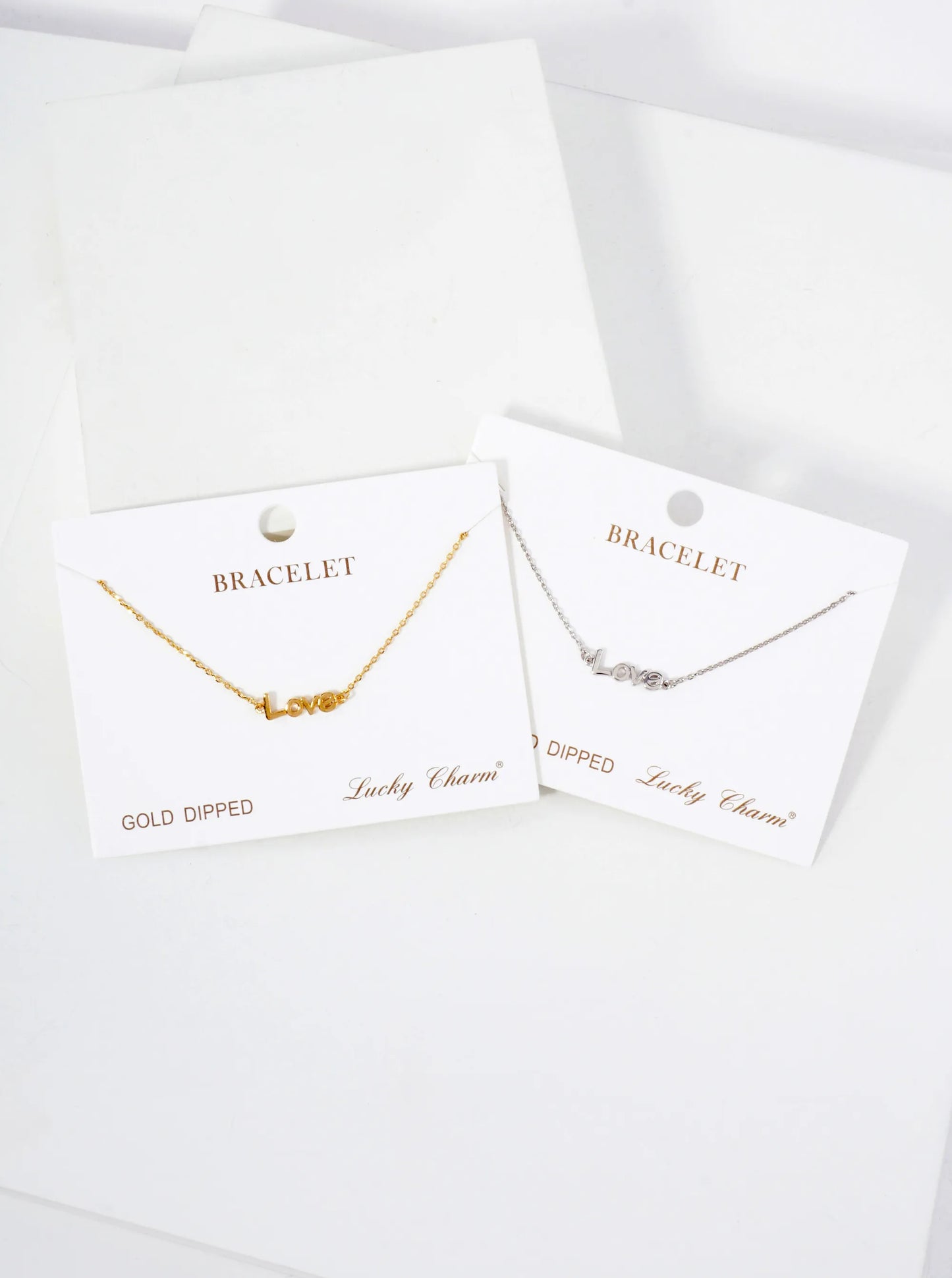 Polished Brass Love Word 18K-Gold-Dipped Chain Bracelet