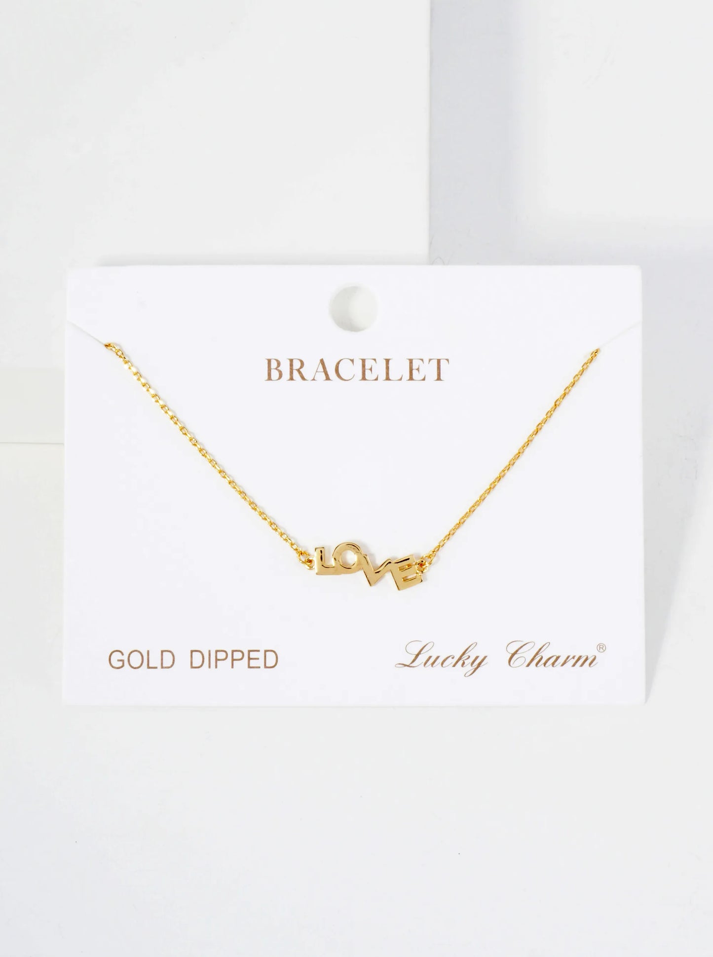 Polished Brass Love Word 18K-Gold-Dipped Chain Bracelet